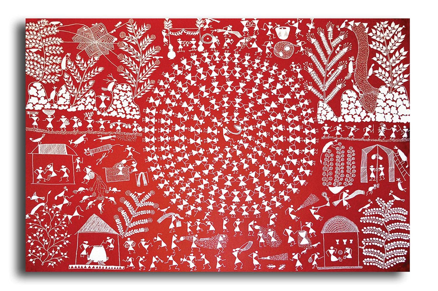PIXELARTZ Canvas Painting - Warli Art - Without Frame