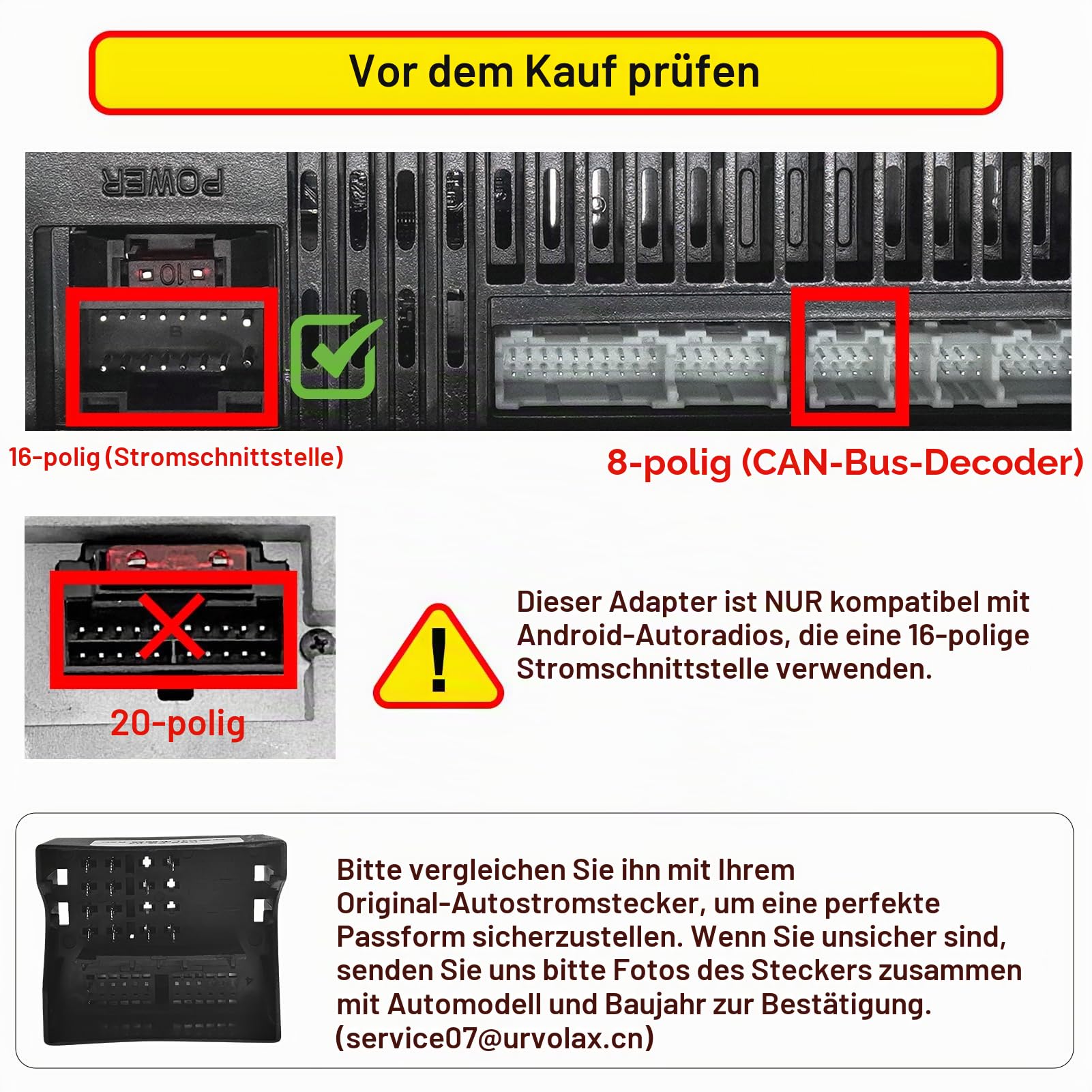 URVOLAX CAN-Bus-Adapter für Citroën Jumper 2007-2015, Peugeot Boxer 2006-2016, kompatibel mit Android Autoradio