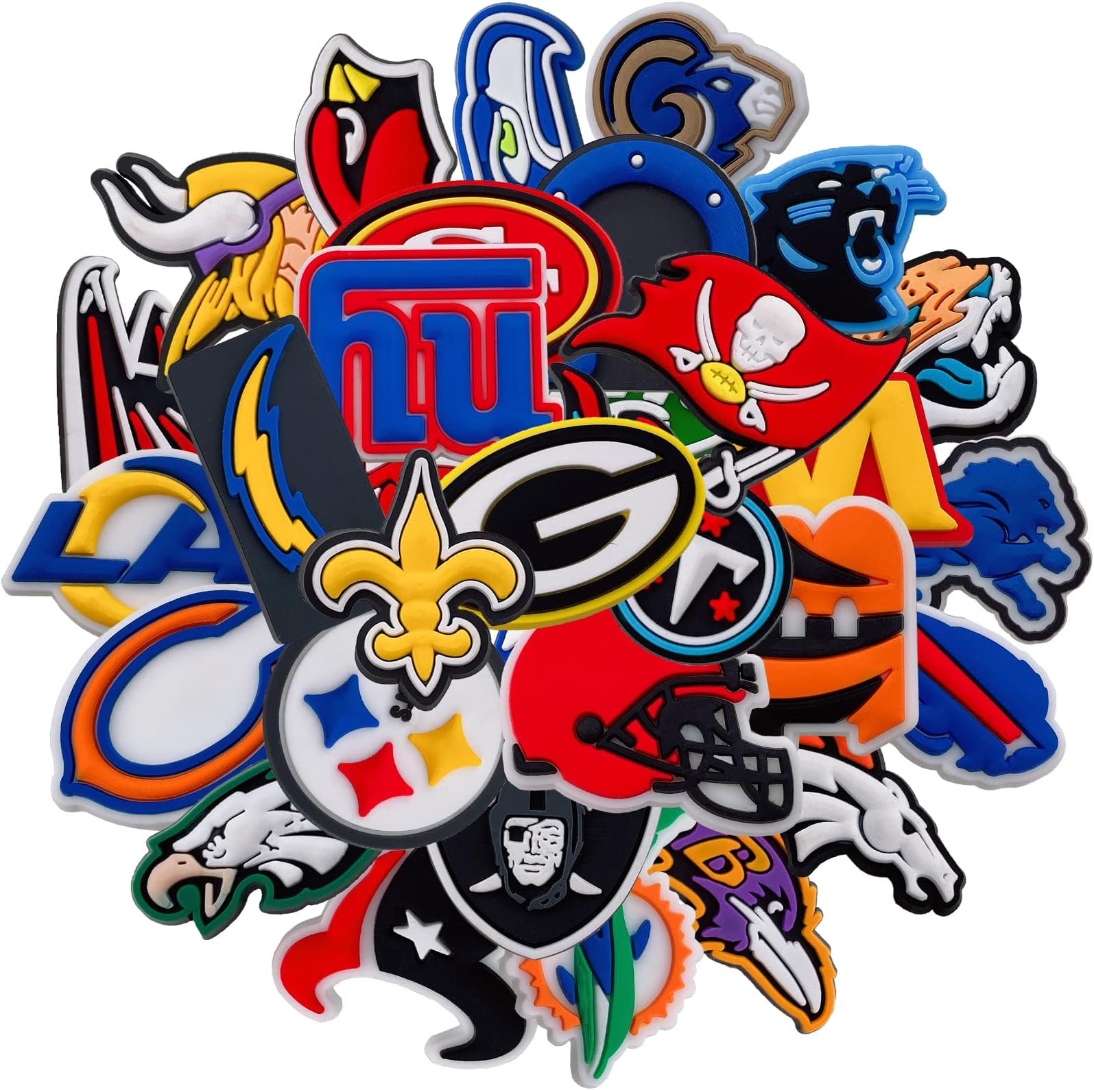 32,34Pcs Basketball, Football Teams Shoe Charms for Boys Teens, Sports Charms for Men Kids, Bracelet Wristband Party Favors (colourful) (colourful)