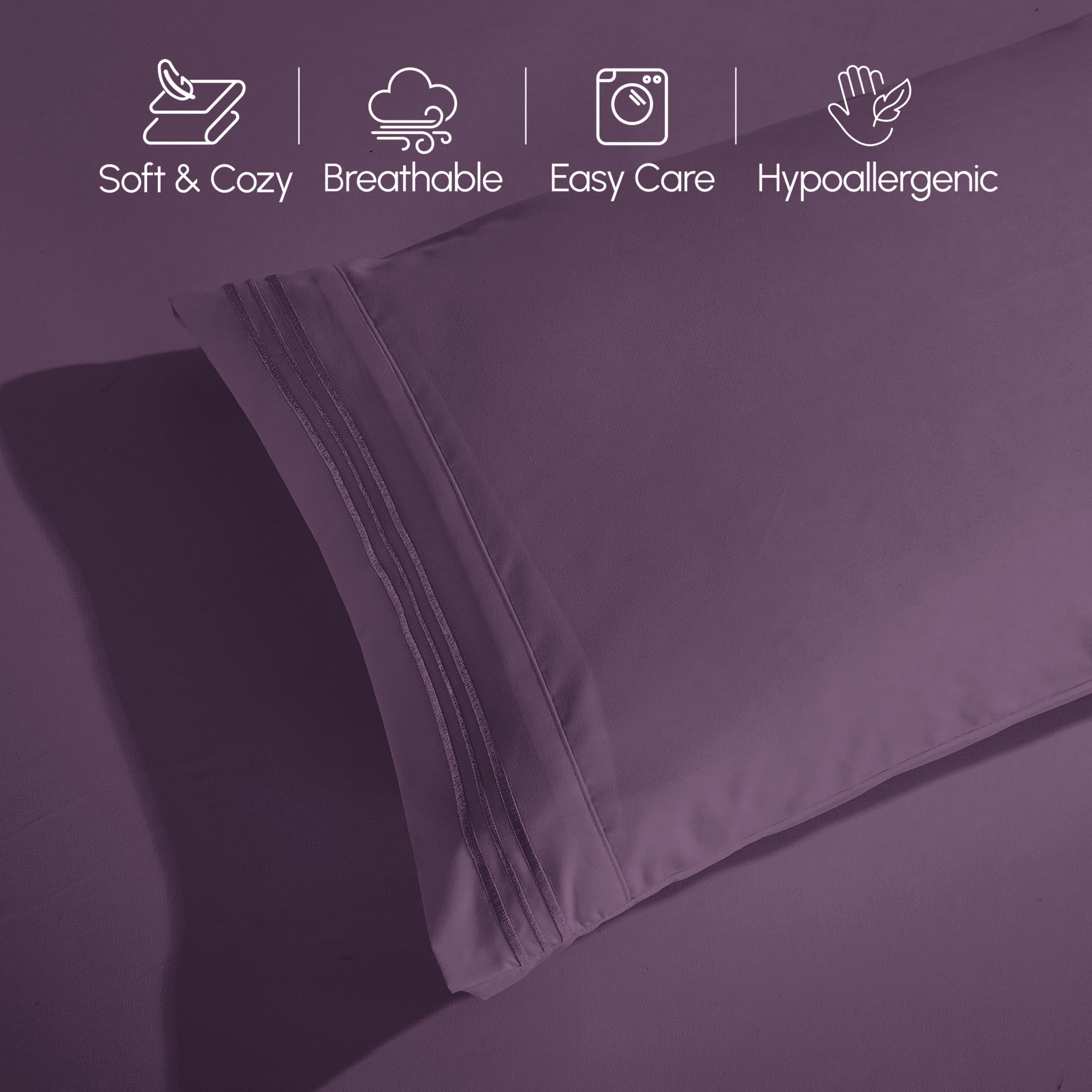 Elegant Comfort Lussuoso set di biancheria da letto in cotone egiziano 1500, 4 pezzi, di alta qualità, resistente alle pieghe, con lenzuolo con angoli elasticizzati, tasca profonda fino a 40,6 cm,