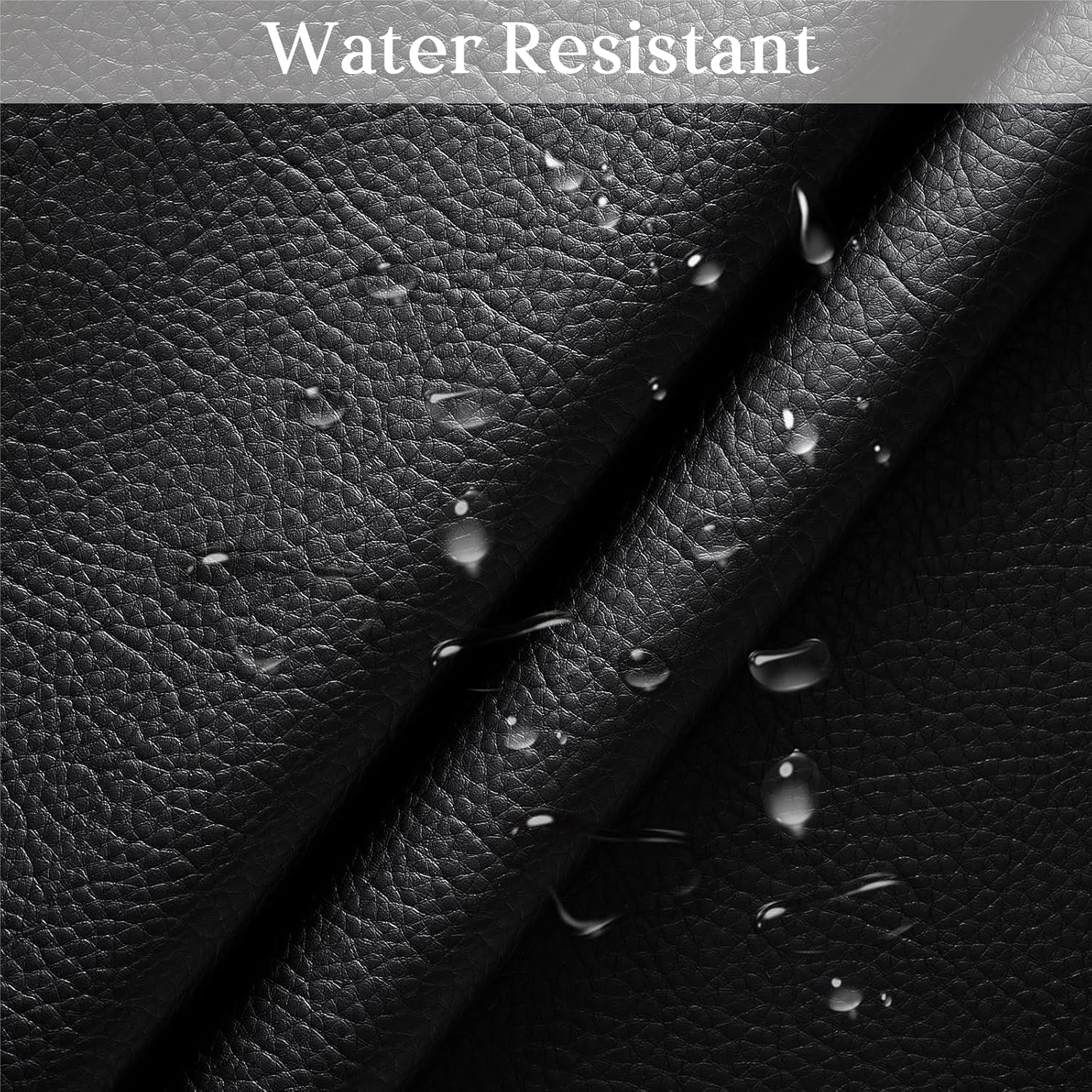 Faux Leather Fabric by The Yard Marine Vinyl Fabric 55" W Durable Outdoor Upholstery Fabric Waterproof PU Leather for Crafts Furniture Handbag DIY Sewings Earrings Decor (2 Yards, Black)