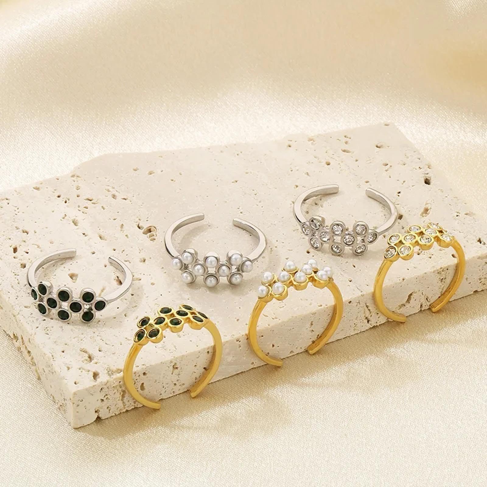 Ring Ringe Damen Bijouterie Herren Offene Ringe Für Frauen Und Mädchen, Farbe Gold, Silber, Weiß, Grün, Zirkonia, Charm-Ringe, Minimalistischer Ehering, Schmuck, 8 Kr1109