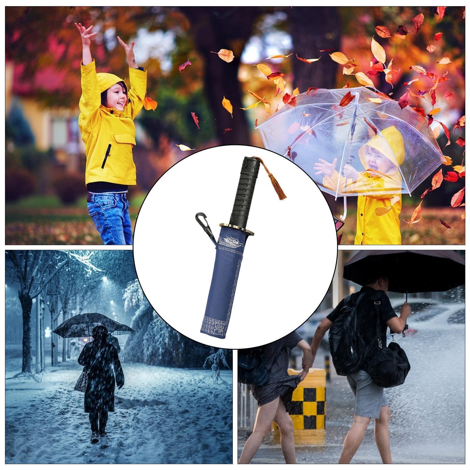 Ombrello pieghevole da viaggio, antivento, anti-UV, con manico, ombrello spesso con apertura e chiusura automatica, per uomini, donne, pioggia, sole, viaggi di lavoro, pendolari, zaini, auto