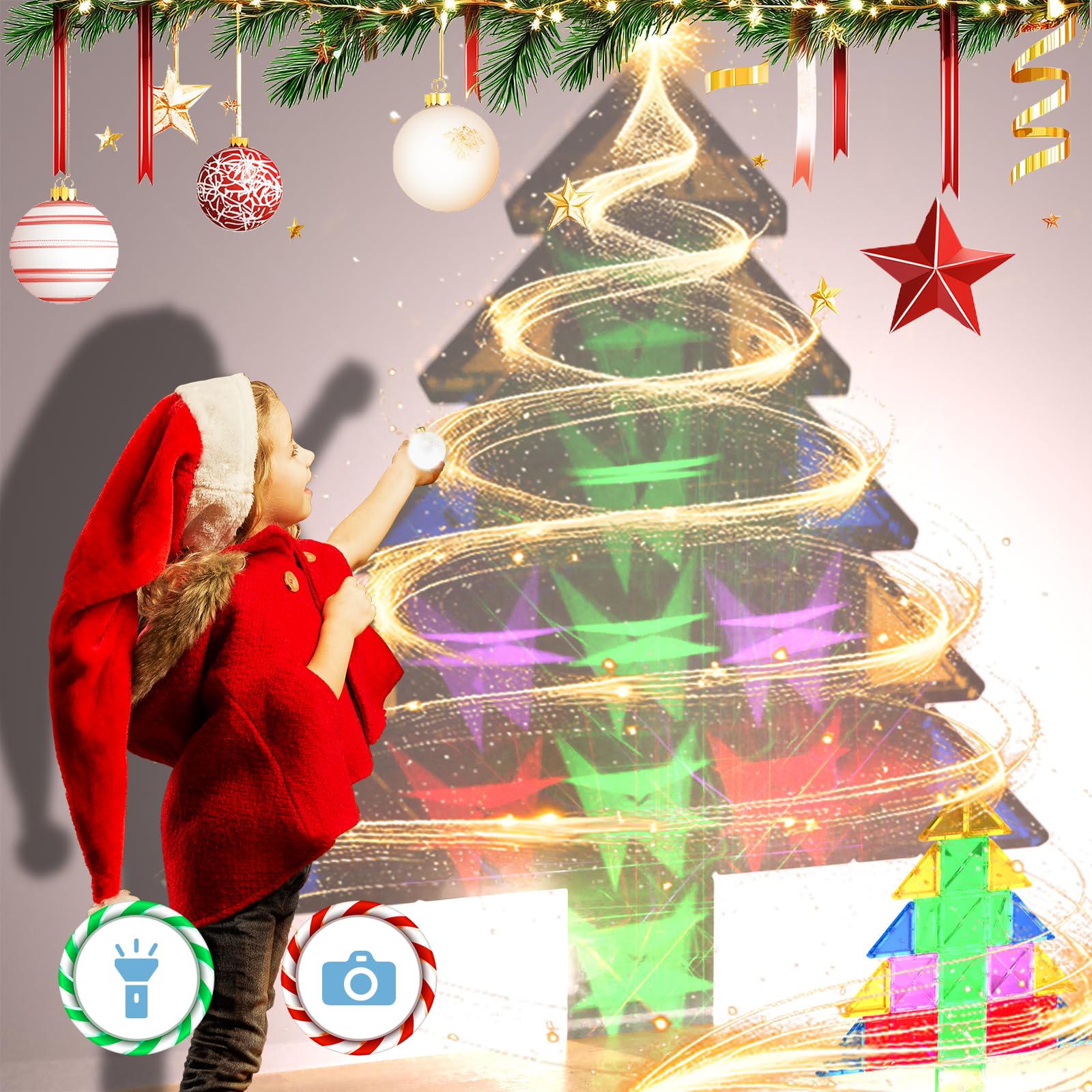 Crenova Mini Magnetic Tiles Toddler Toys, Travel Set Magnetic Building Blocks for Kids Ages 3+, Educational Toy for Boys Girls for Sensory Play Preschool Learning Classroom Must Haves Decor