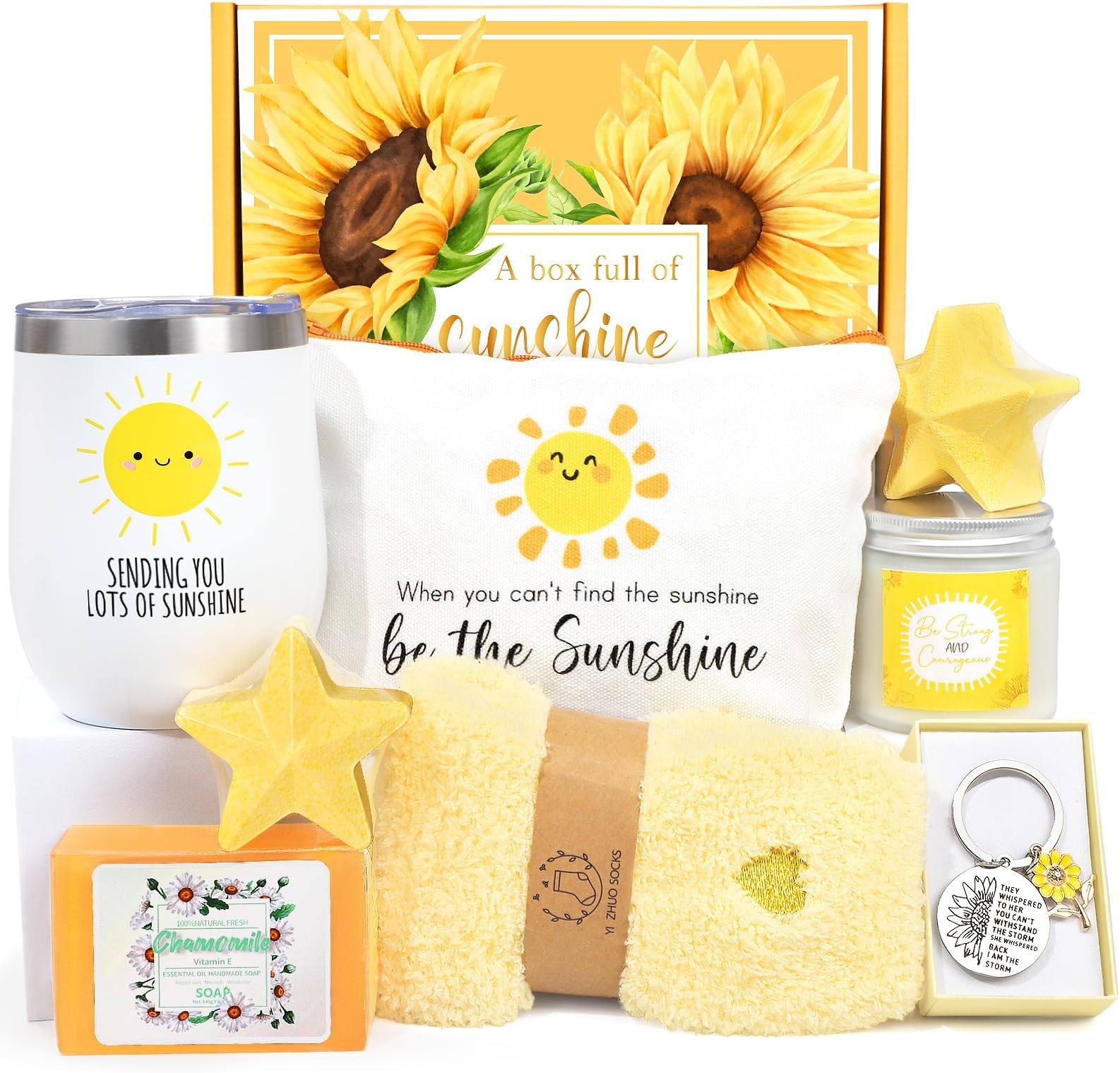 Suhctuptx Get Well Soon Gifts for Women, Christmas Sunflower Birthday Gifts Baskets Ideas for Women Mom Best Friend Female Her - Unique After Surgery Gifts Thinking of You Sunshine Gifts Box