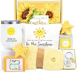 Get Well Soon Presentes para Mulheres, Pacote de Cuidados Doentes Presentes Pós-Cirurgia Exclusivos Cestas para Mãe Melhor Amiga Feminina Ela, Girassol de Natal Sinta Melhor