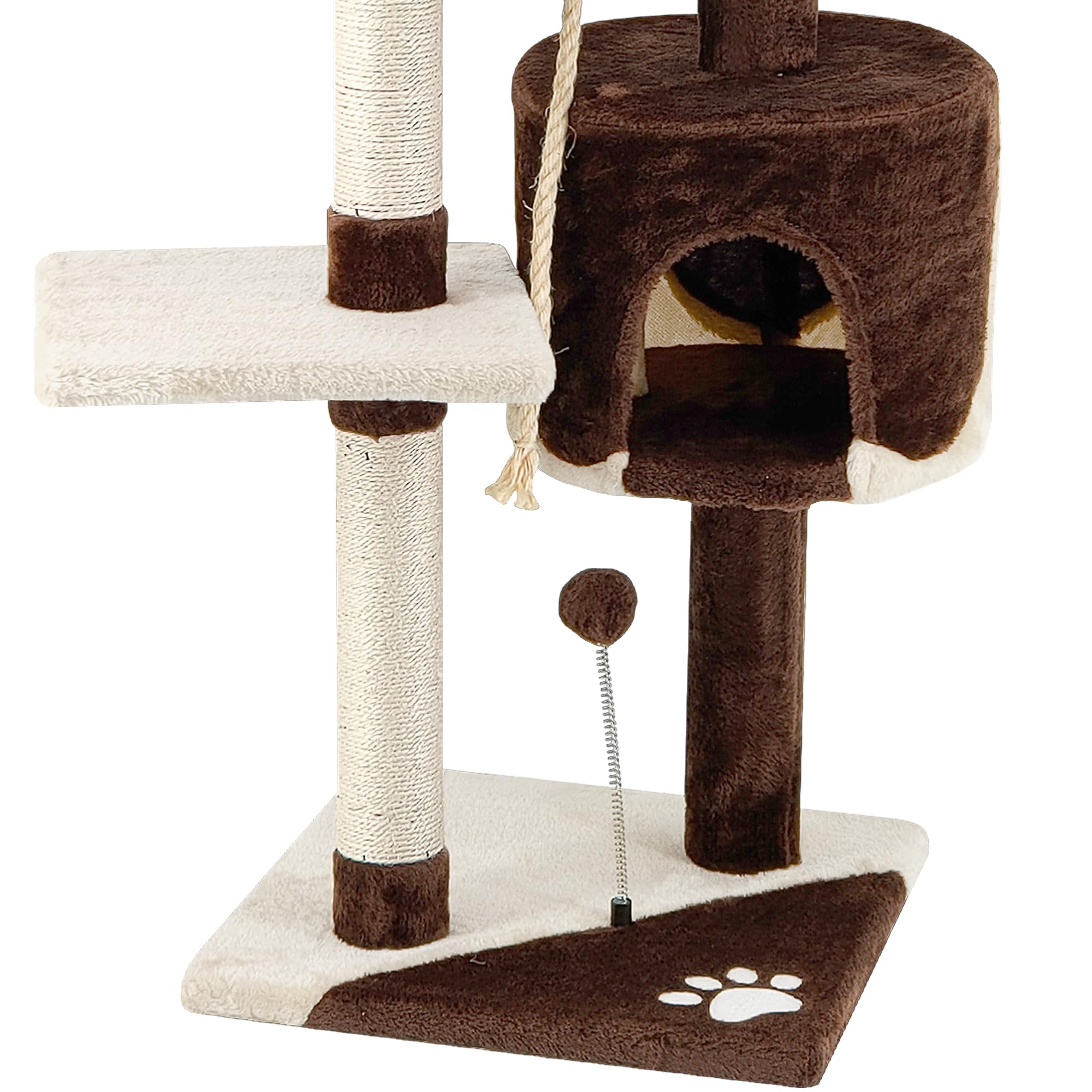 Beltom® TIRAGRAFFI per Gatto Alto 112 CM Parco Gioco Giochi GRAFFIATOIO SISAL Cuccia Albero Gatti Tira Graffi Palestra - Marrone-Beige