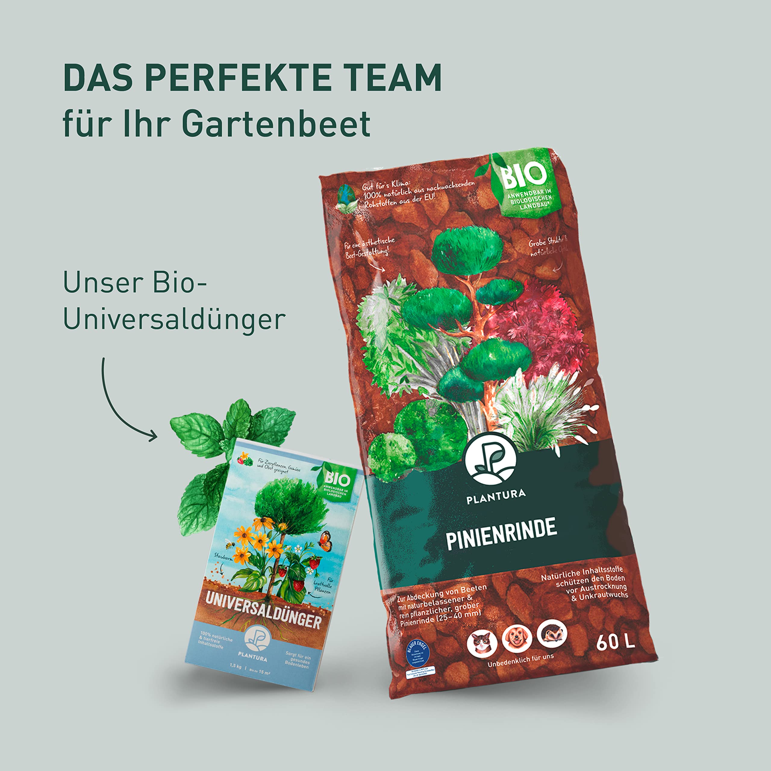 Plantura Bio Pinienrinde, 25-40 mm, 120 L, grob, naturbelassen & dekorativ, unterdrückt Unkrautwuchs