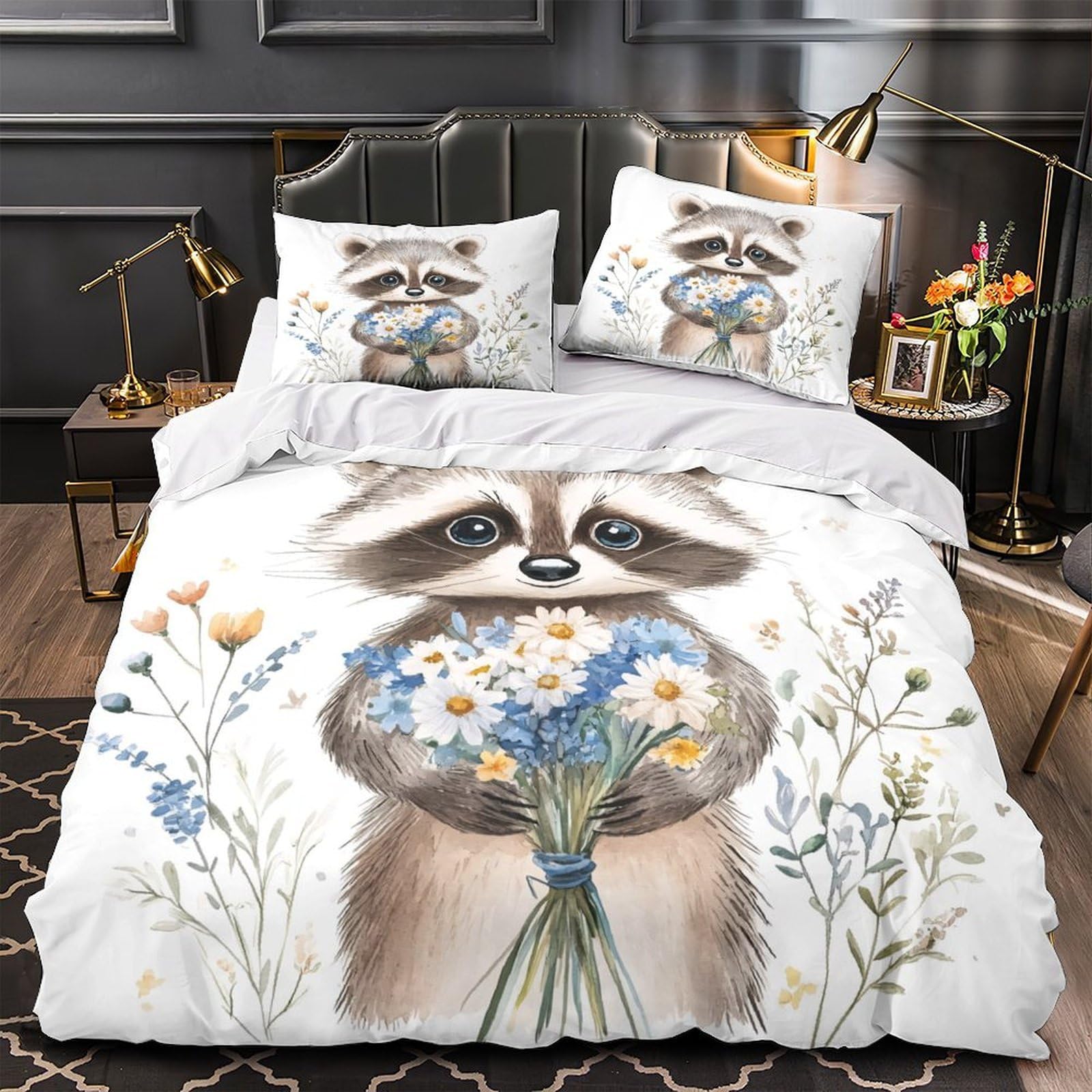 Housse de couette chiot mignon anti-acarien en microfibre douce pour le confort des couples