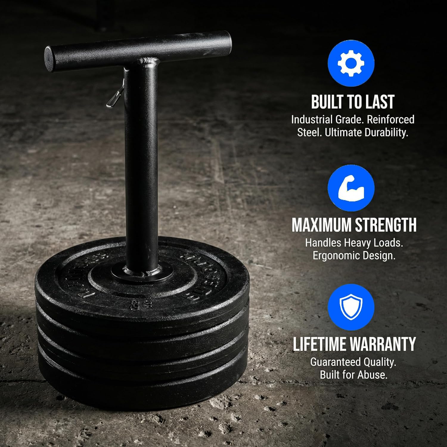 Adjustable Kettlebell Handle for Weight Plate, Heavy Duty Iron Construction, Fits Standard 2" Olympic Plates, DIY Kettlebell for Strength Training, CrossFit, Home Gym