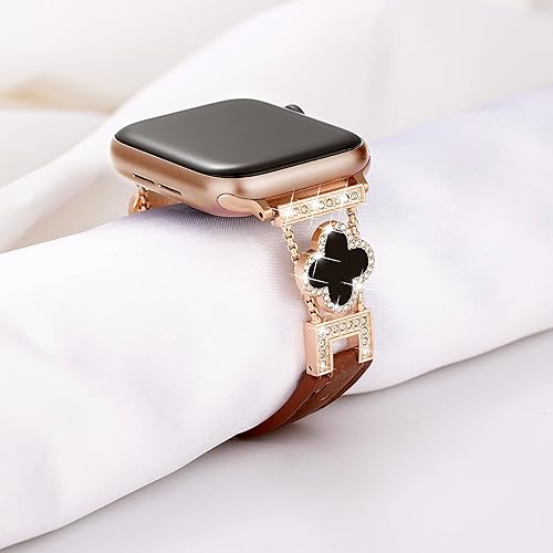 Miniatura 9 de Correa de cuero de lujo compatible con Apple Watch para mujer de 1.496 pulgadas, 1.575 pulgadas, 1.614 pulgadas, serie 8, SE, 7, 6, 5, 4, 3, 2, 1,