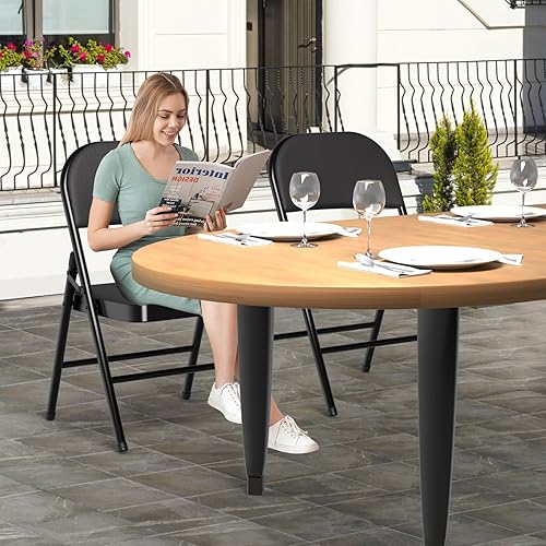 Miniatura 8 de YLGJ&TIDY No requiere montaje, paquete de 8 sillas plegables acolchadas, color negro resistente, capacidad de 320 libras con cojín de piel sintética