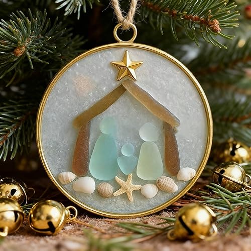 Miniatura 2 de Adorno de ángel de cristal de mar, decora con estrellas de mar y conchas marinas, adorno personalizado de la amistad de cristal de mar, decoración