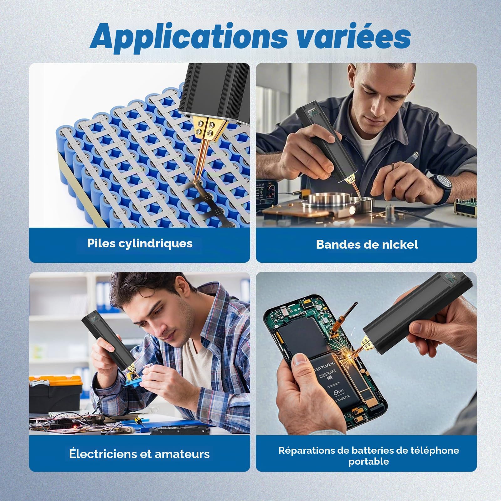 Soudeur par Points avec Batterie 5000 mAh, écran OLED, chargement Type-C, Automatique et Manuel, 80 Vitesses
