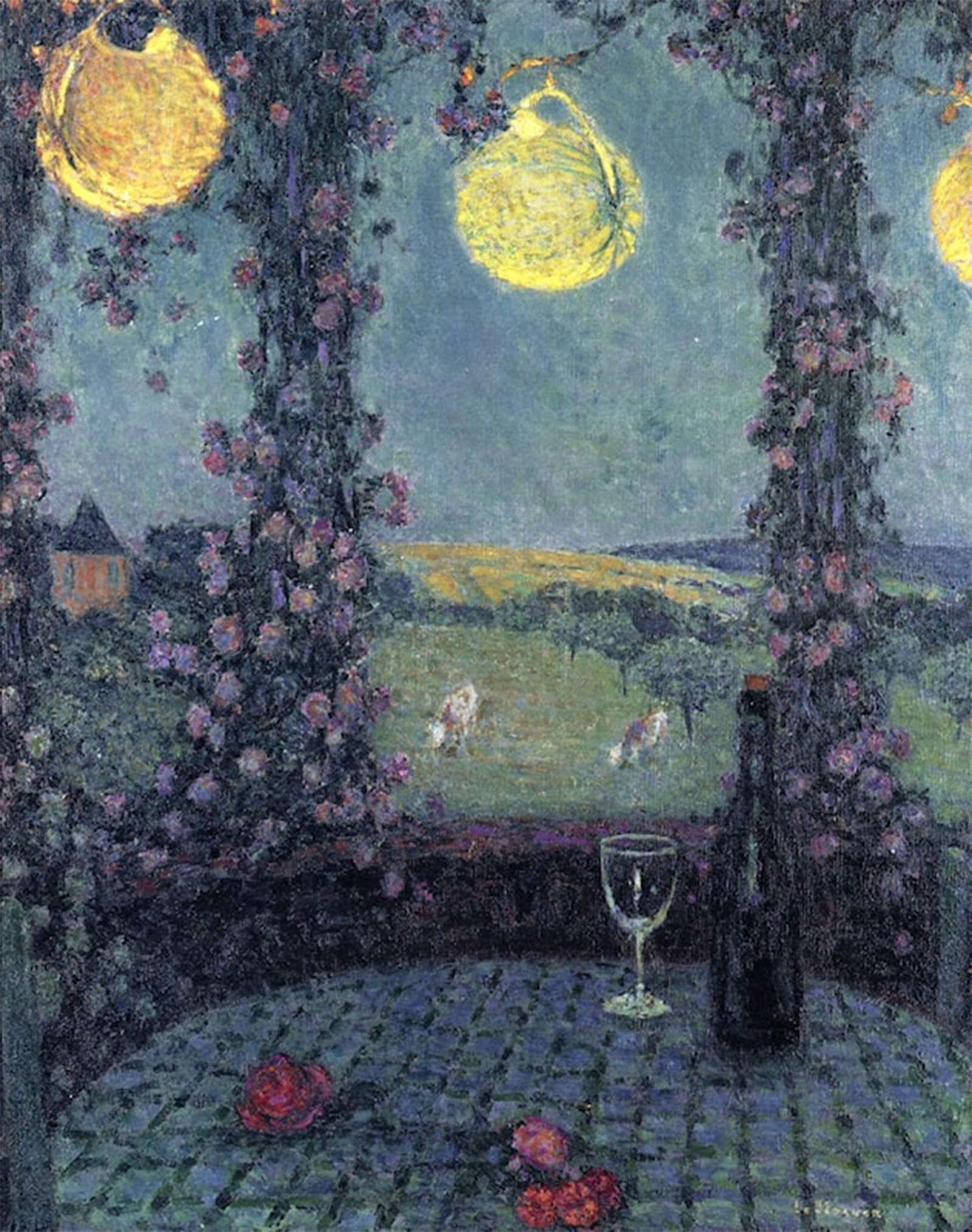 ARTXLXXBN Famous Painting Canvas Artwork Graffiti Print the Gazebo Gerberoy by Henri Le Sidaner Portrait Canvas Image for Home Decor 60x90cm