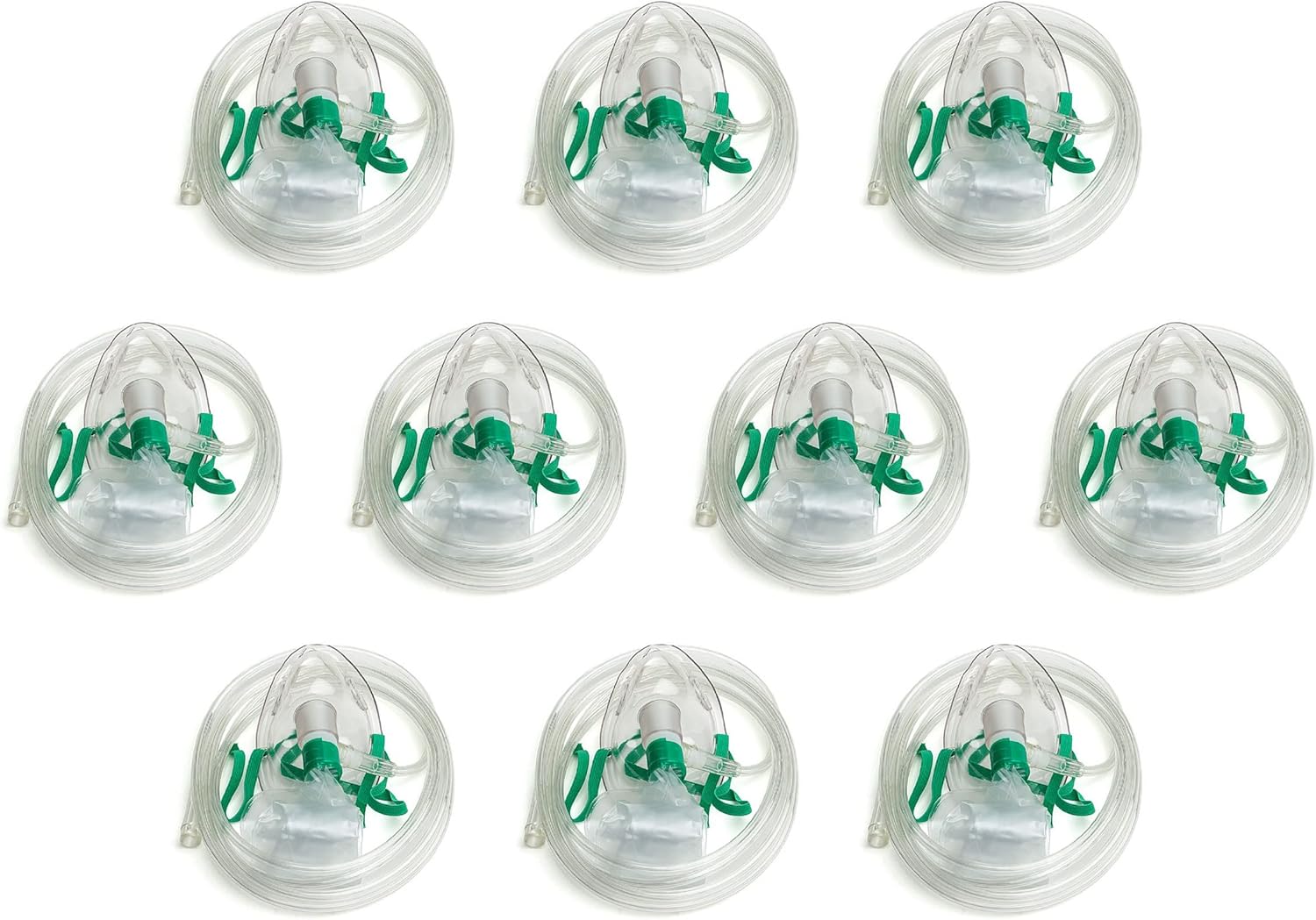 Dealmed Non-Rebreather Oxygen Mask – Oxygen Face Mask with Adjustable Nose Clip, Clear Finish, Adult Size, Suitable for Doctors, EMTs, Hospitals, and First Aid Kits (10 Count)