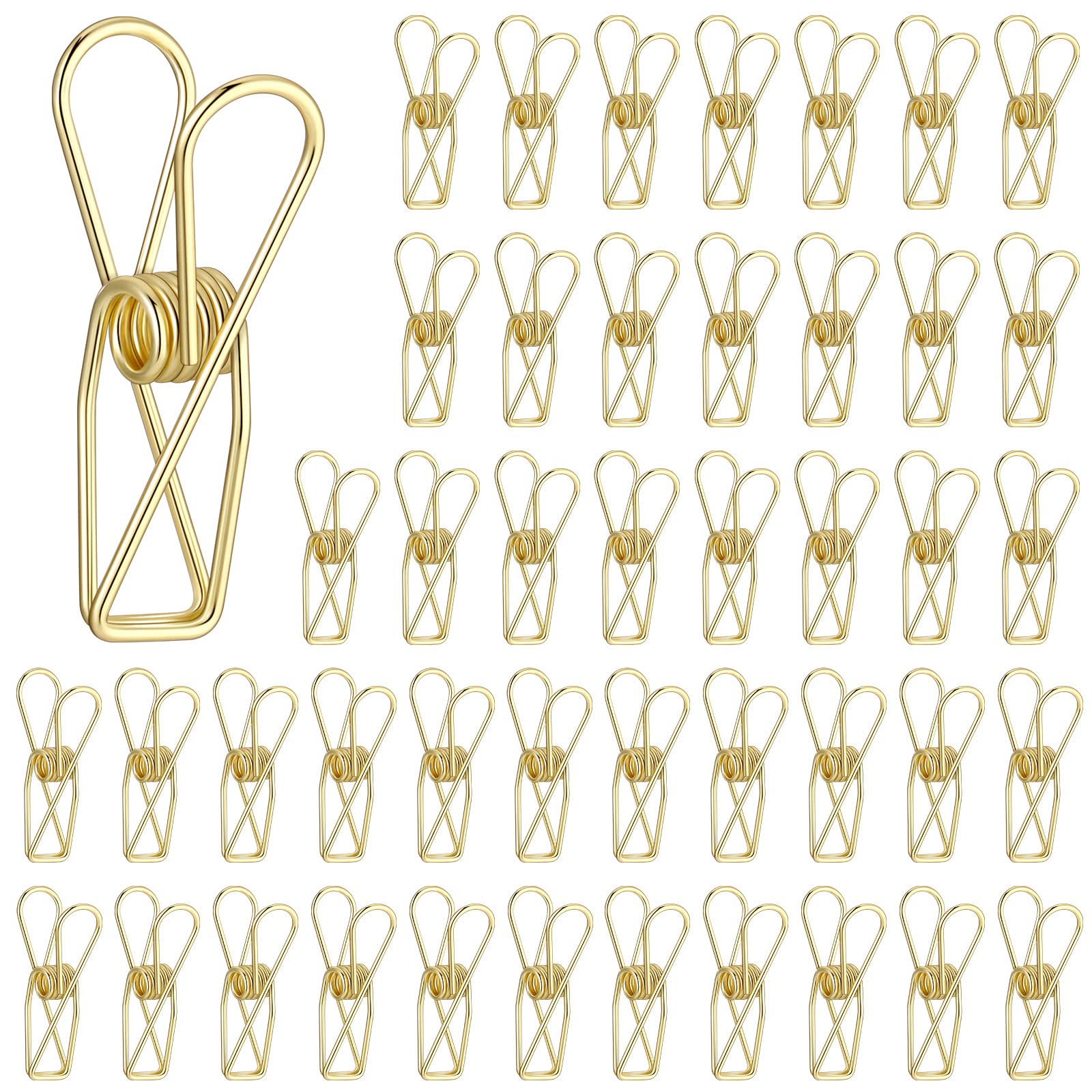 Sabary 50 Pieces Gold Paper Office Binder Clips Small Metal Wire Hollow Out Multi Purpose Utility Clips for Bill Invoice Home Kitchen Outdoor Travel