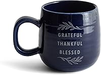 Vista 1 de Dayspring - Grateful Thankful Blessed - Taza de cerámica inspiradora de 16 onzas (J3876), azul