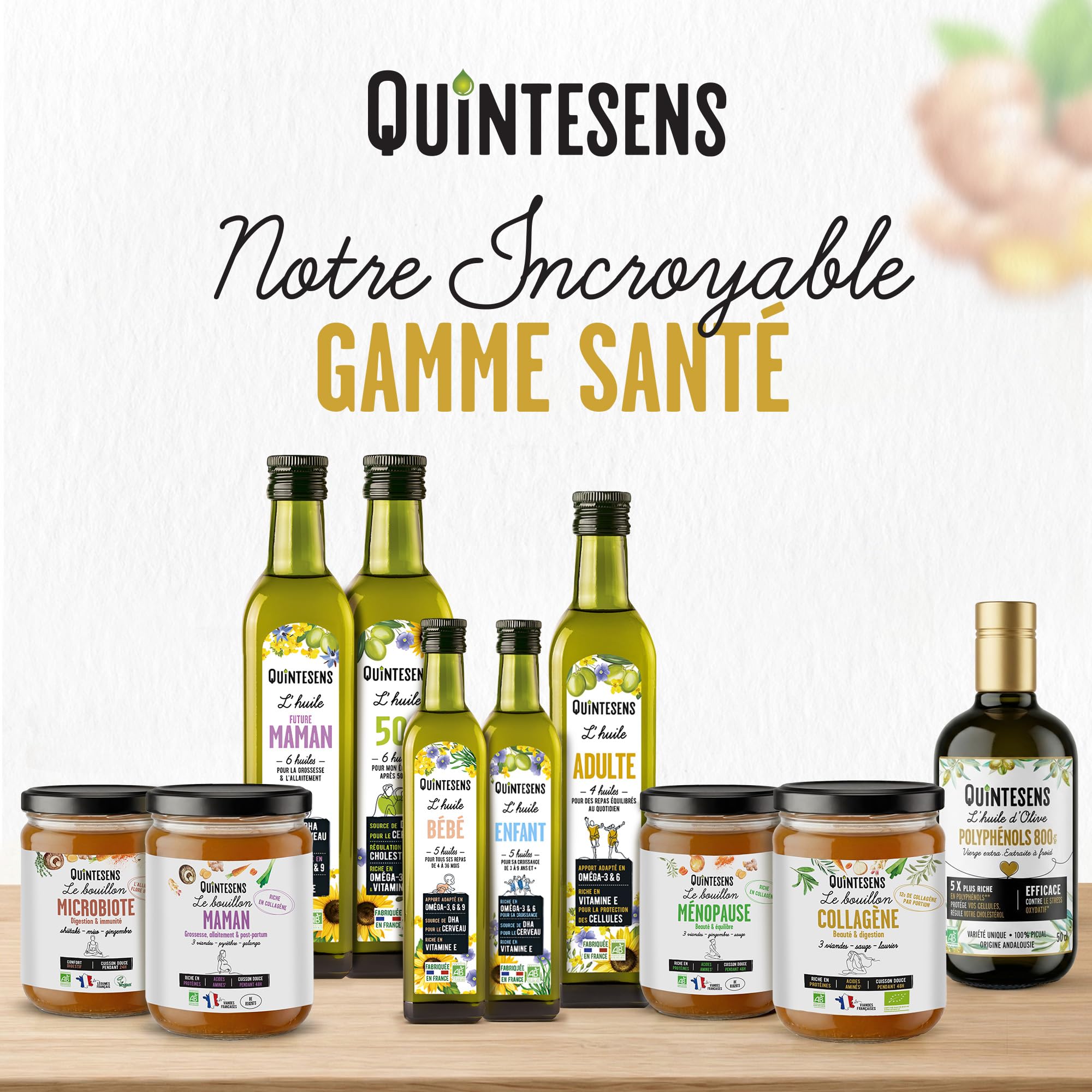 Lot de 6 Bouillons d'Os Collagène QUINTESENS 515 ml – Régénération Peau, Cheveux & Ongles, Récupération Sportive – +15g de Collagène Naturel par Portion – Mijoté 48h - 100% Bio & Naturel