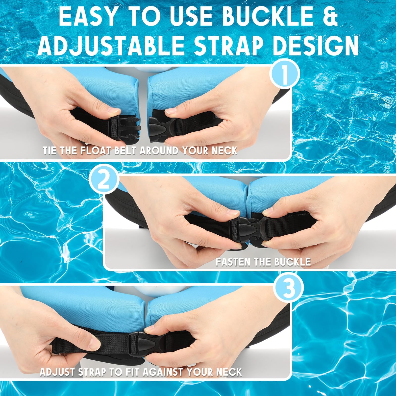 Collier de natation pour soutien de la tête et du cou, rempli de particules de mousse (non gonflable), équipement de natation pour adultes, convient à la plupart des tailles de cou pour adultes (XL)
