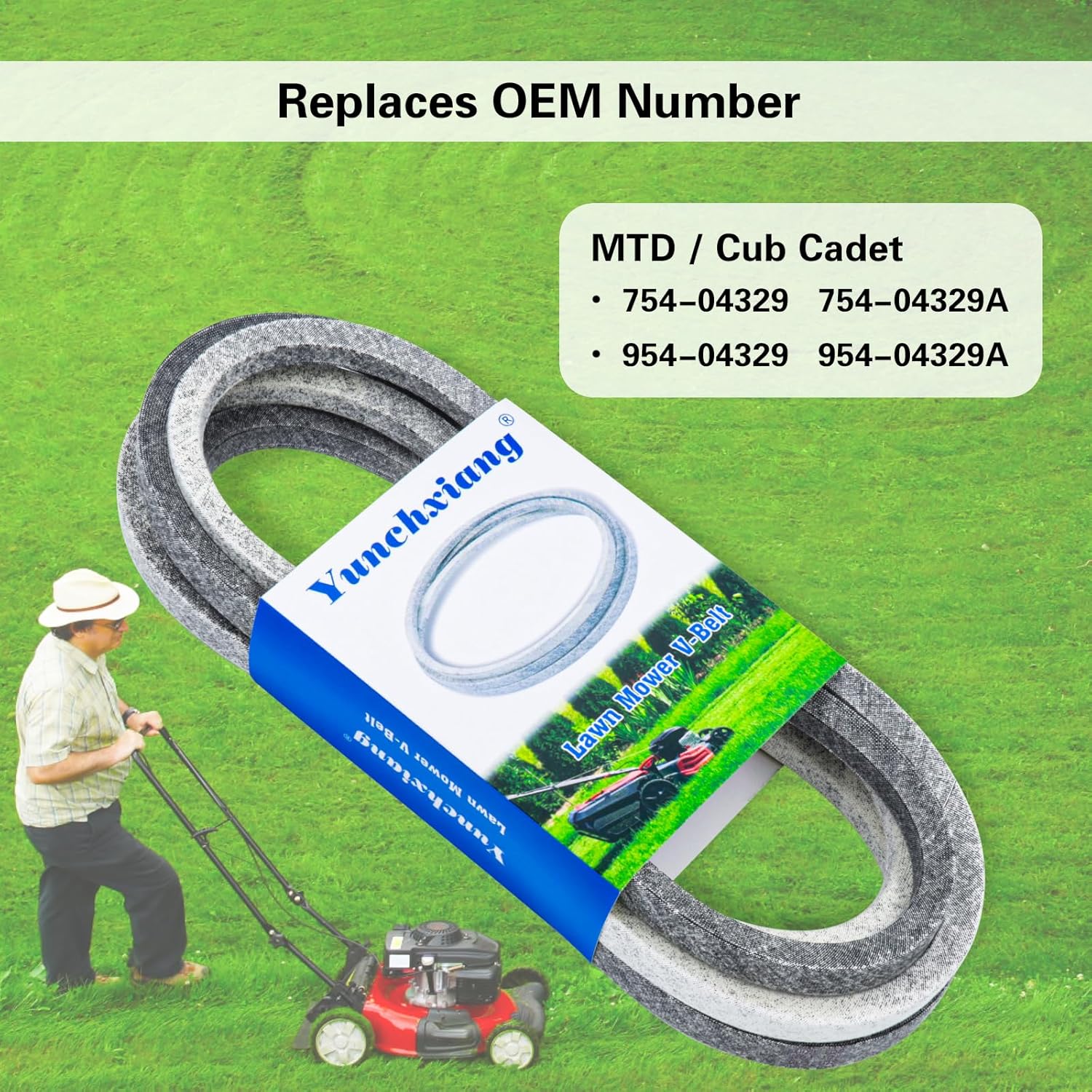 954-04329A Deck Belt Kevlar for Cub Cadet 54 inch Deck Belt ZT1, RZT-L54, MTD, Toro, Craftsman Lawn Mower, Replace Cub Cadet 754-04329, 754-04329A, 954-04329, 954-04329A - 5/8" x 148-1/4"