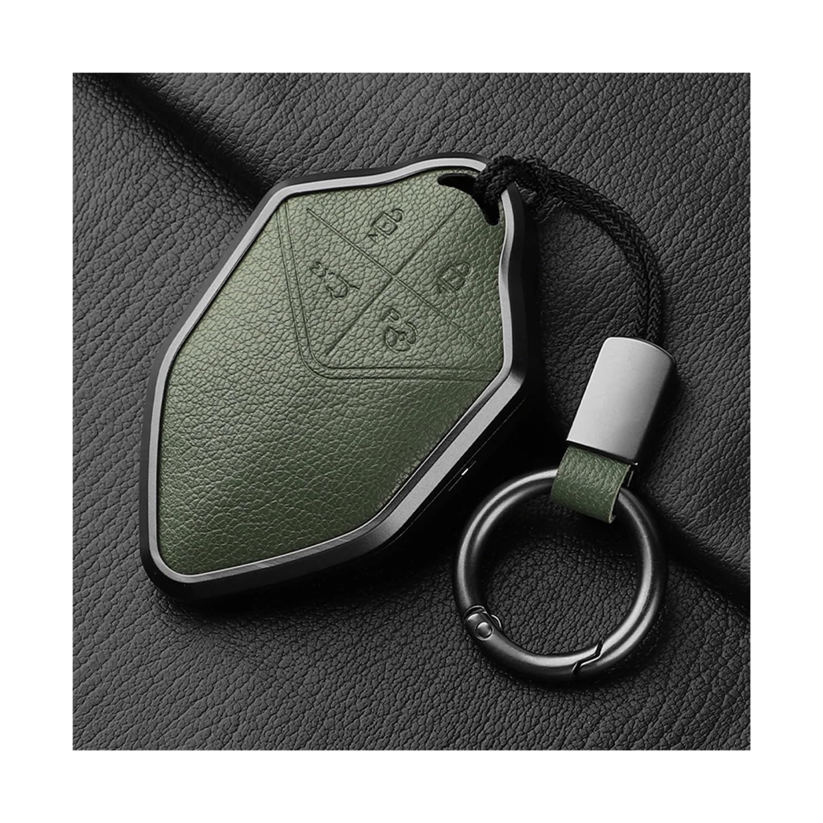 Funda para llave remota de coche de estilo simple, hecha a mano, de aleación de zinc y piel de cabra, compatible con Chang An Deepal S7.(Style 18)