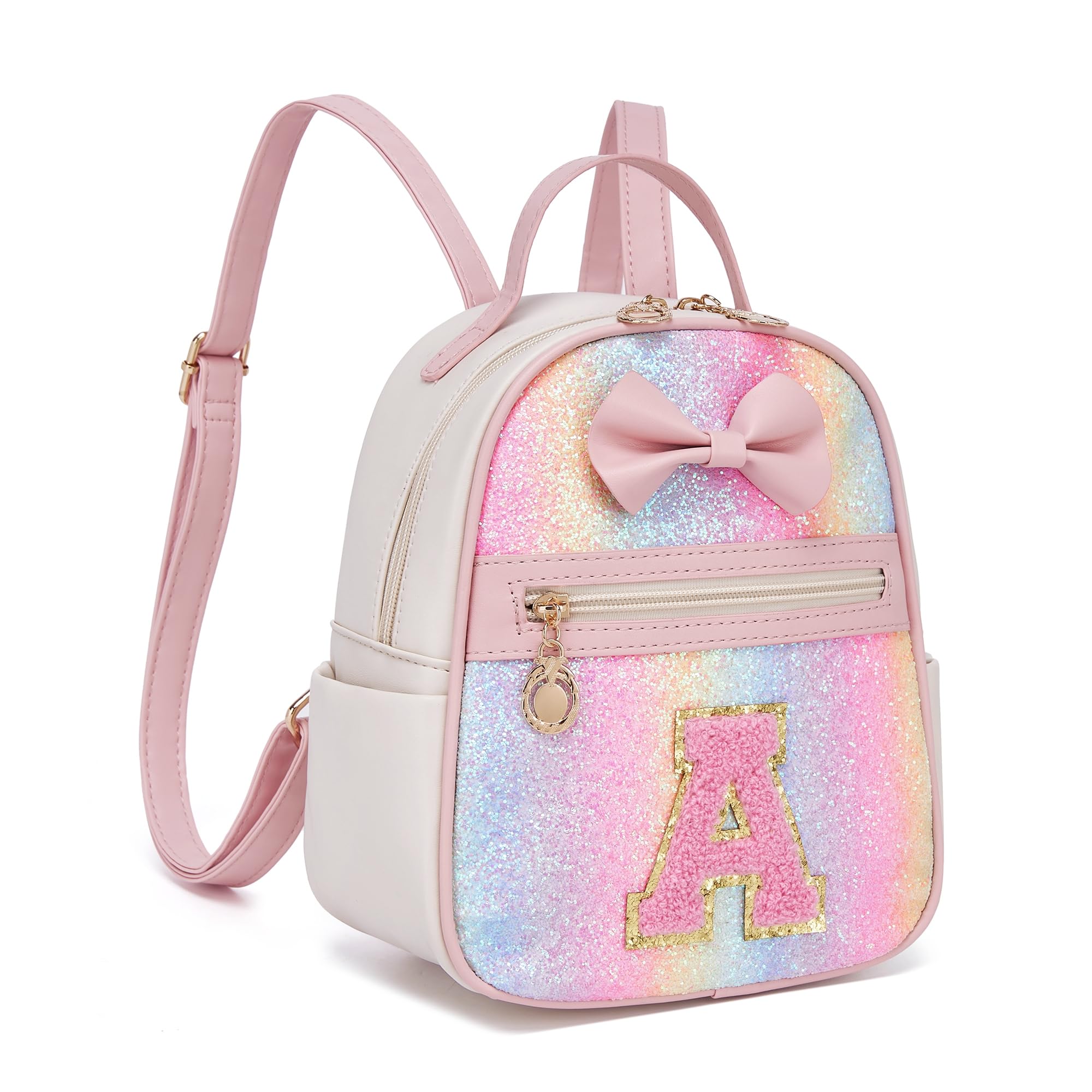 I IHAYNER Girls Initial Purse Small Backpack for Kids Cute Mini Backpack for Girls Personalized Trendy Stuff Gifts for Women （Pink-A）