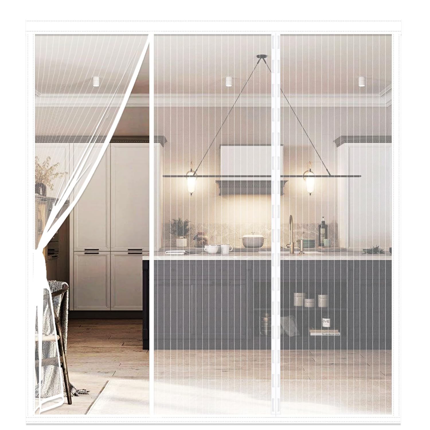 Fly Screens Doors Nets 250(83/84/83) 280cmPatio Curtain Insect Mesh for Keeping Out Flies & Bug, Flyscreen French Doors, Mosquito Double Door Magnetic ScreenFly Doors (White) — image 1