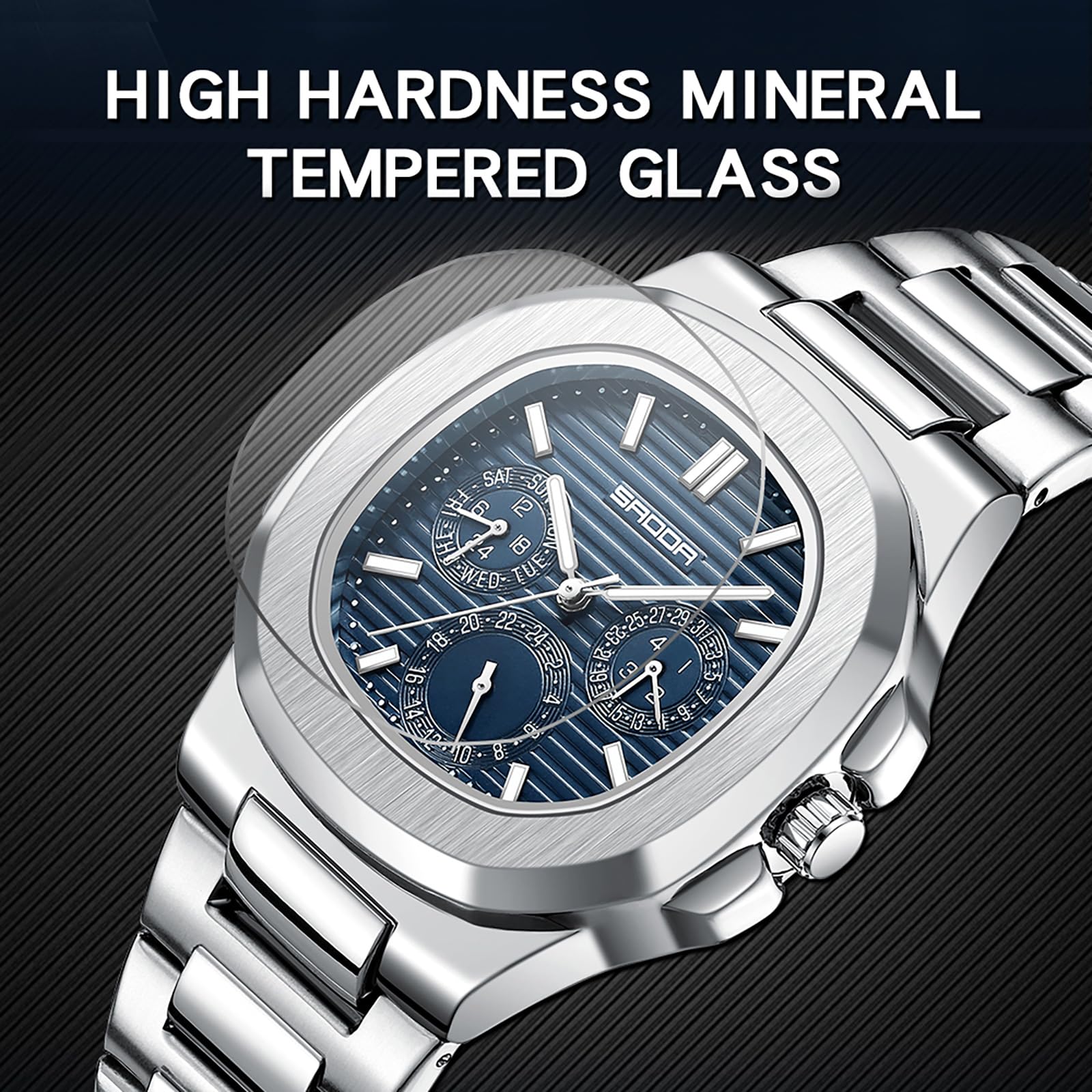 findtime Uhren Herren Luxus Business Armbanduhr Analog Quarz Uhr Edelstahl 3ATM Wasserdicht Leuchtend Datum Wochentag Designer Herrenuhr Mode Uhr für Männer Arbeit und Freizeit