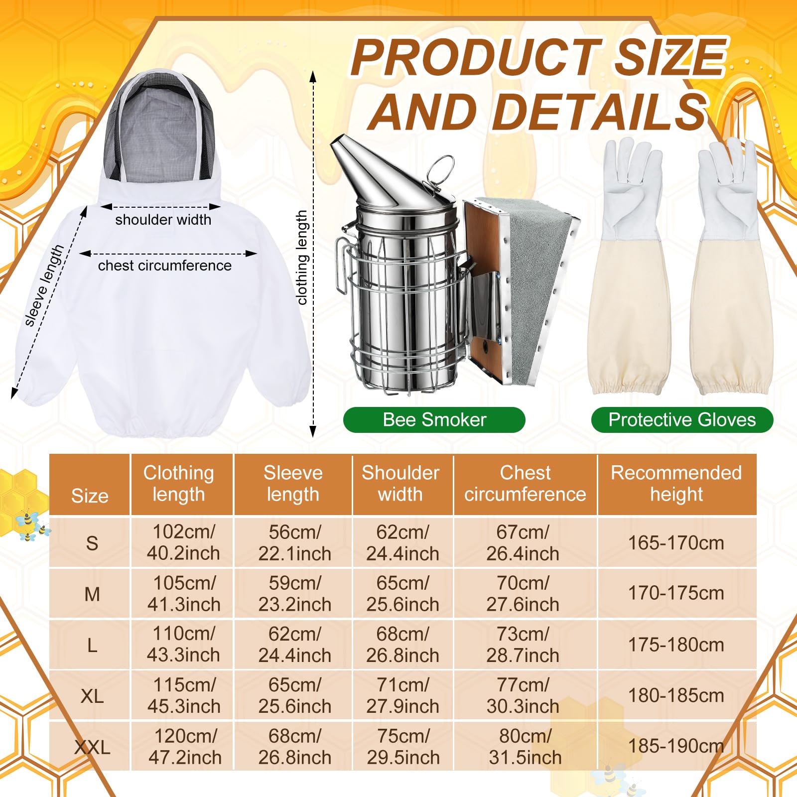 30 piezas de suministros de apicultura, equipo de colmena, kit de iniciación de apicultura, suministros para apicultores, todos con chaqueta, kit de colmena para fumadores de abejas