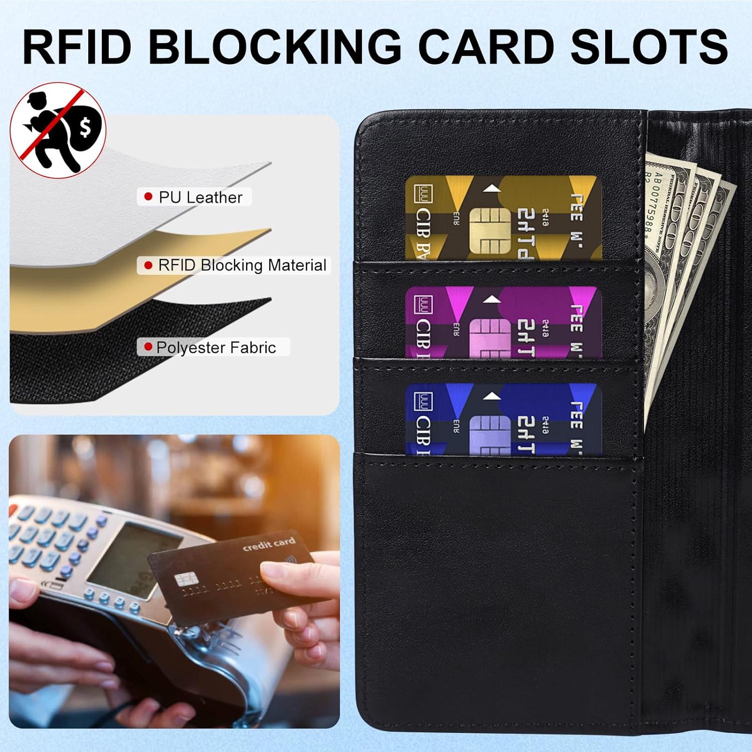 Harryshell for iPhone 16 Plus Detachable Wallet Case Magnetic Cover Compatible with Magsafe RFID Blocking Card Slots Holder Kickstand PU Leather Folio Protective Case for Men Women Quilted Black