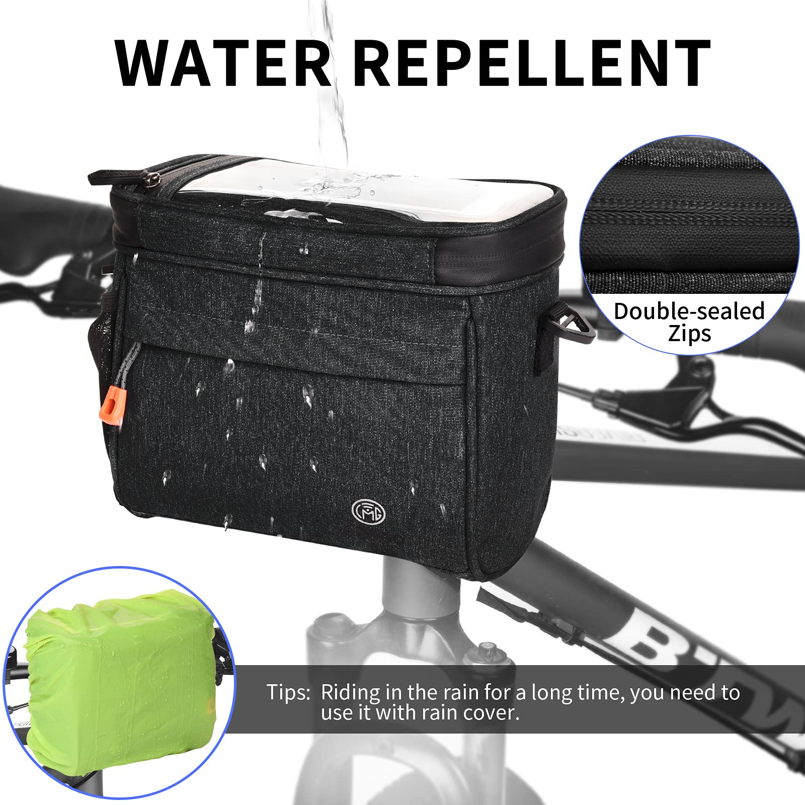 Waterdichte Fiets Frame Opbergtas - Touchscreen Voorkant - Geïsoleerde Waterdichte Fiets Frame Opbergtas - Touchscreen Voorkant - Geïsoleerde
