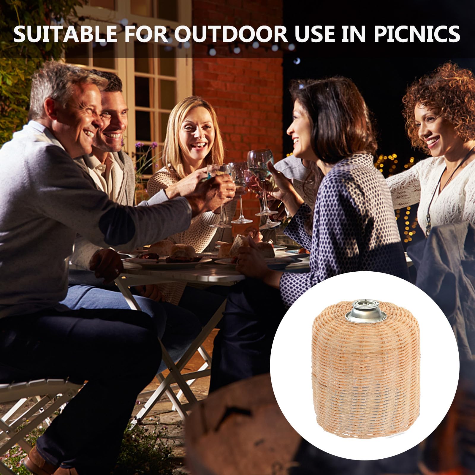 Beaupretty Rattan Gasflaschenhülle Flach mit Aufbewahrungstasche für Gasflaschen Abdeckung für Kochgasflasche Tankdeckel Anti Kollisionsschutz und Rostschutz für Sommerfest und Outdoor