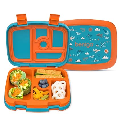 Bentgo Kids Prints Leak-Proof, 5-Compartment Bento-Style Kids Lunch Box - Ideal Portion Sizes for Ages 3 to 7 - BPA-Free, Dishwasher Safe, Food-Safe Materials - 2022 Collection (Planes)