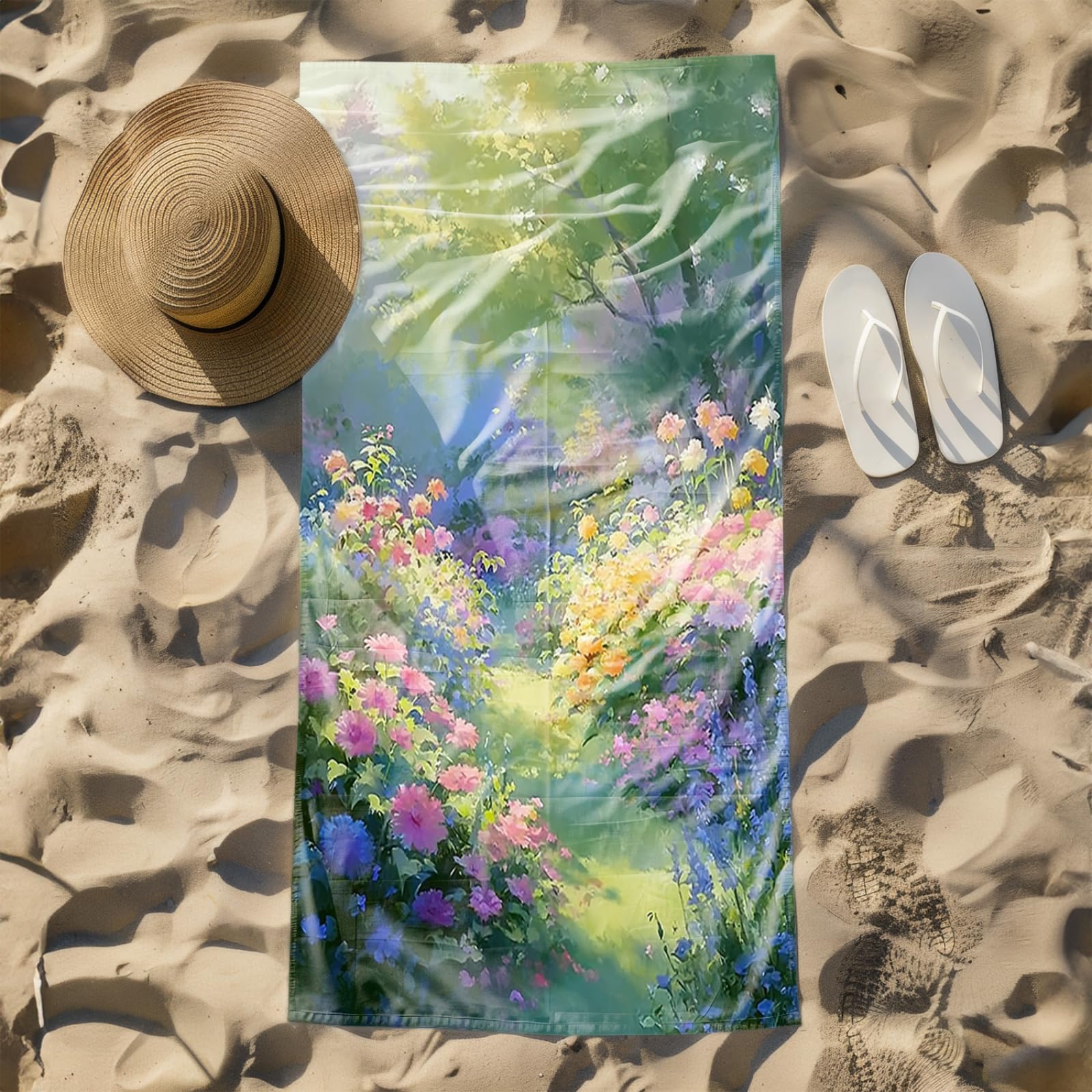 Generico Telo Mare Microfibra 200X100 Fiori Gialli Viola Asciugatura Rapida Telo da Spiaggia Sabbia Per Donna Uomo Viaggi Vacanze Nuoto Campeggio
