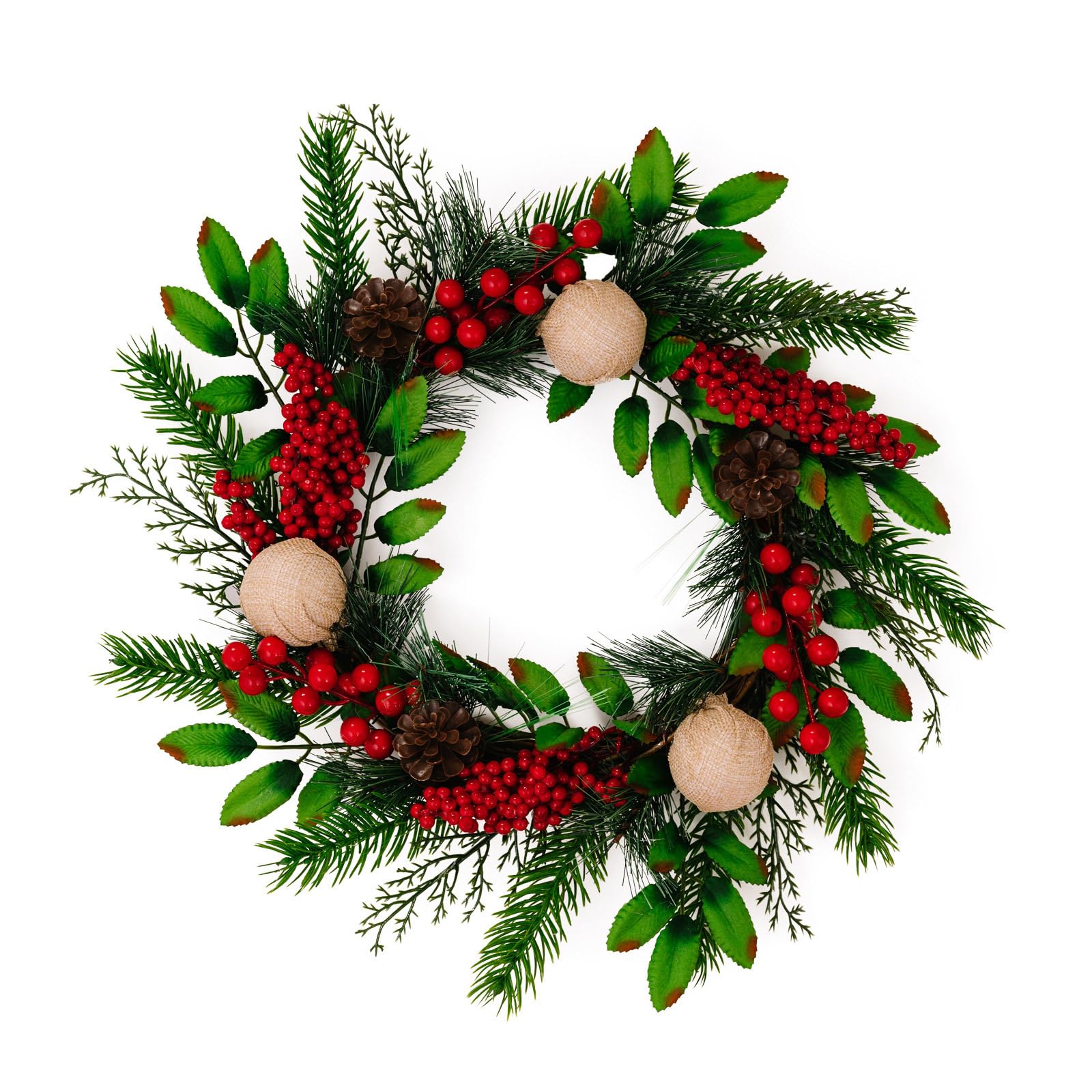 Elnwnnkc Christmas Pine Needle Pinecone Wreath Hangable Ornament Pendant Supplies for Christmas Festival New Year Party Door Pinecone Wreath