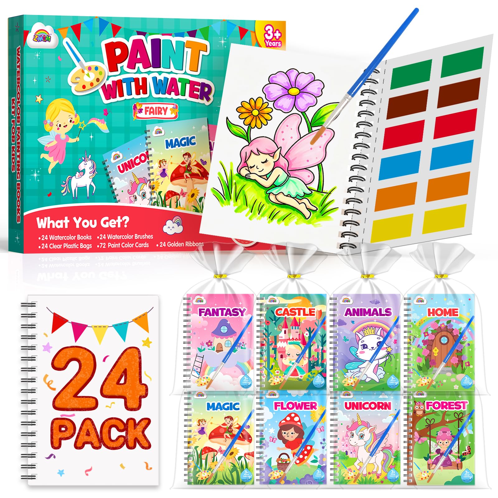 ZMLM 24 Pack Fairy Coloring Books - Birthday Party Favors for Kids 4-8