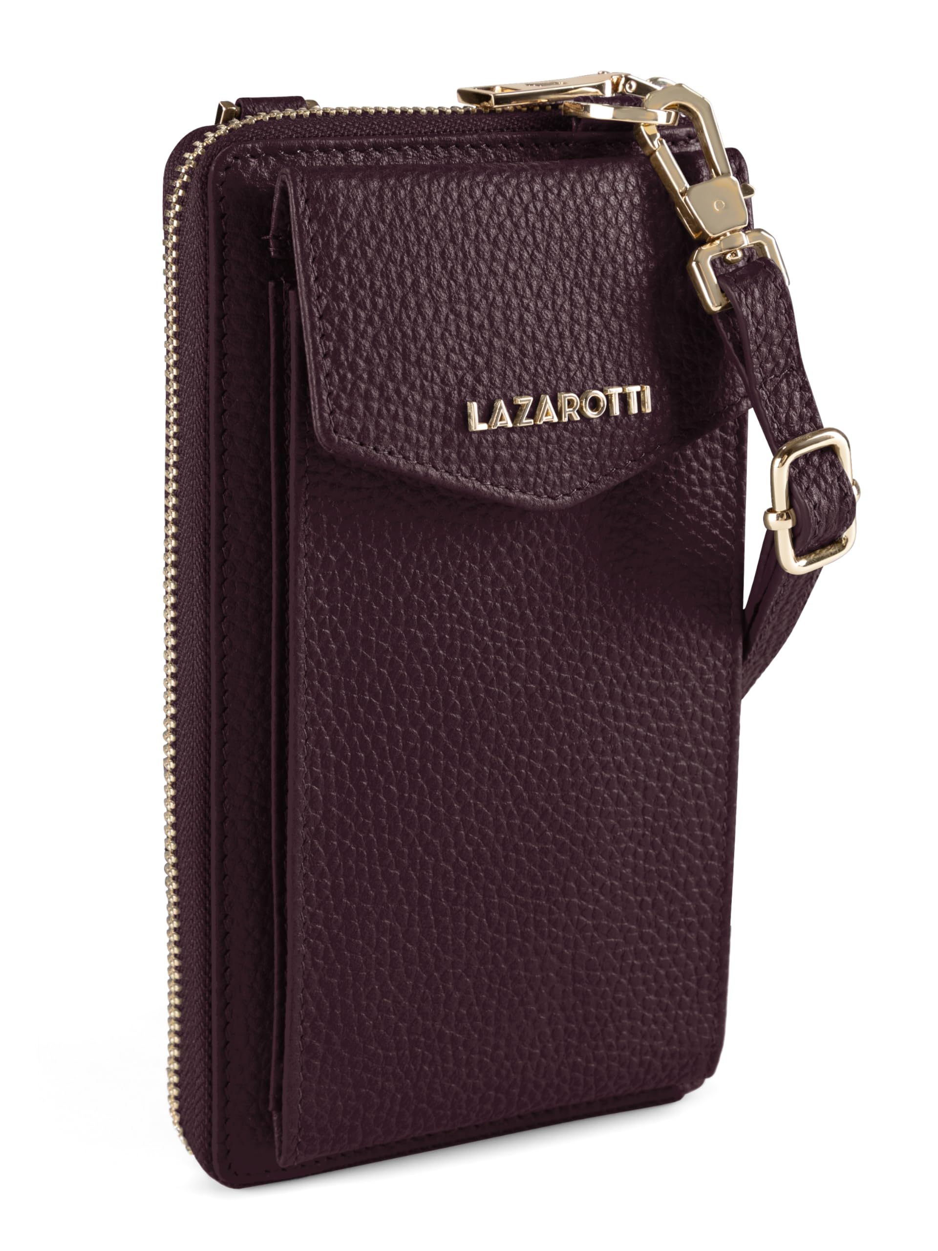Lazarotti Bologna XL skórzany portfel damski i etui na telefon komórkowy (2 w 1), 16 przegródek na karty, do zawieszenia z ochroną RFID, 11 x 3,5 x 19 cm