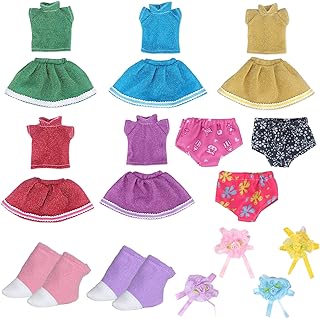Xunwa Doll Clothes and Accessories for 14.5 Inch American Dolls Girl Wishers, Include Clothing Outfits Underwear Socks Hair Band