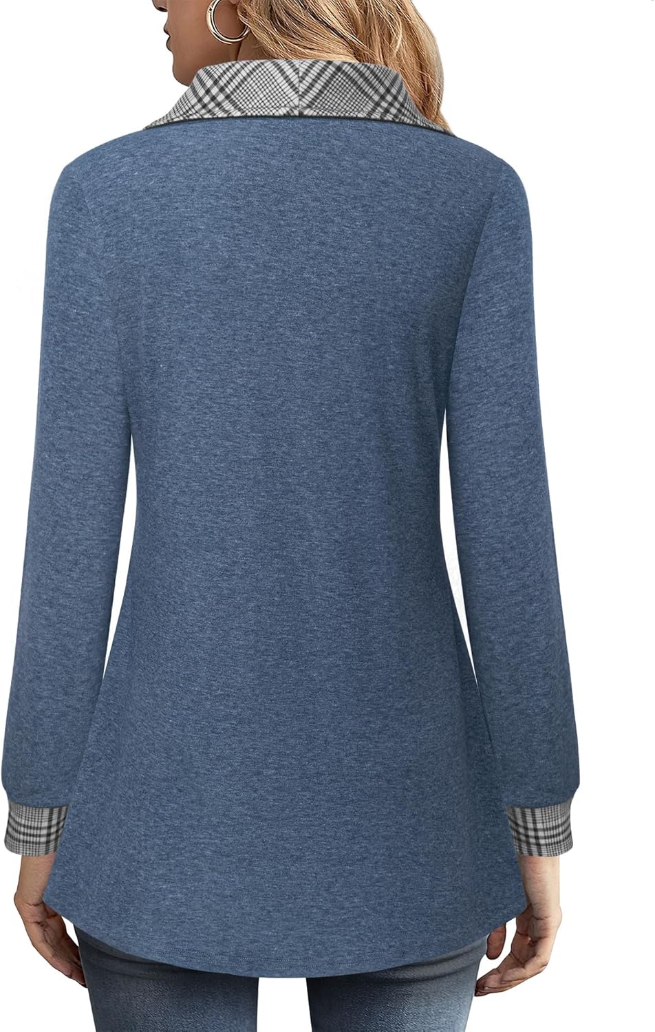 VALOLIA Women's Casual Swing Sweatshirt Long Sleeve Zipper Lapel Fashion Pullover Tunic - Image 2