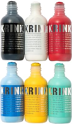 Krink K-60 6 Color Paint Marker Set - Vibrant and Opaque Fine Art Graffiti Markers for Canvas Metal Glass Paper and More - Alcohol-Based Permanent Graffiti Mop Paint Marker for Lasting Tags