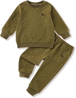 DISAUR Baby Boy Clothes Long Sleeve Dinosaur Print Sweatshirt Pants 18M-6Y | Soft embossed textured fabric, Ideal for daily casual, playground play, family outings and home lounging