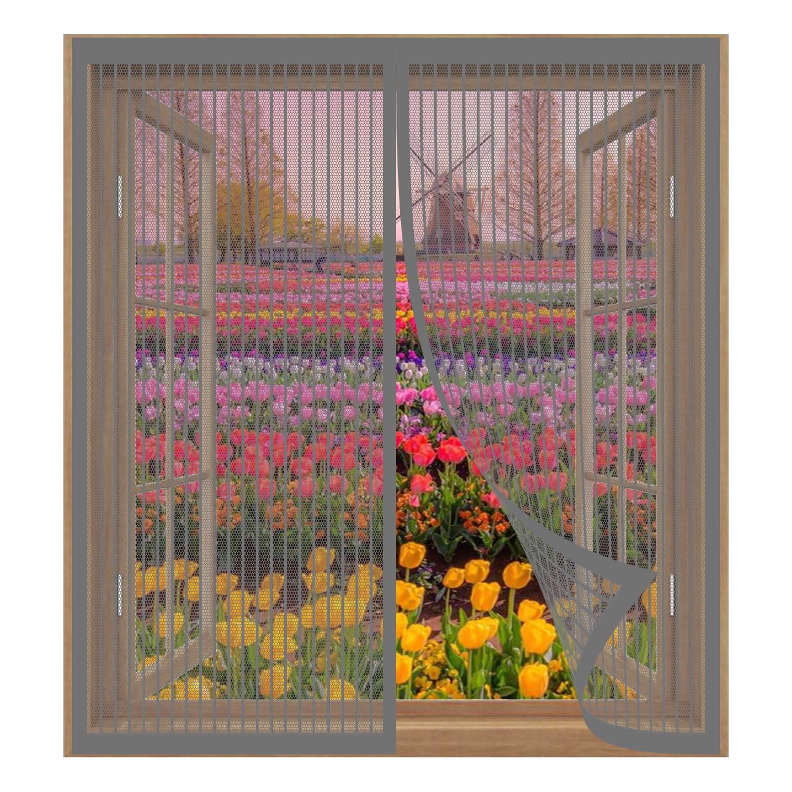 Magnetic Window Screen 105 x 117 cm Easy Installation No Drilling Or Screwing Insect Protection Window Mosquito Net for Windows Nets to Keep Bugs Out, Grey