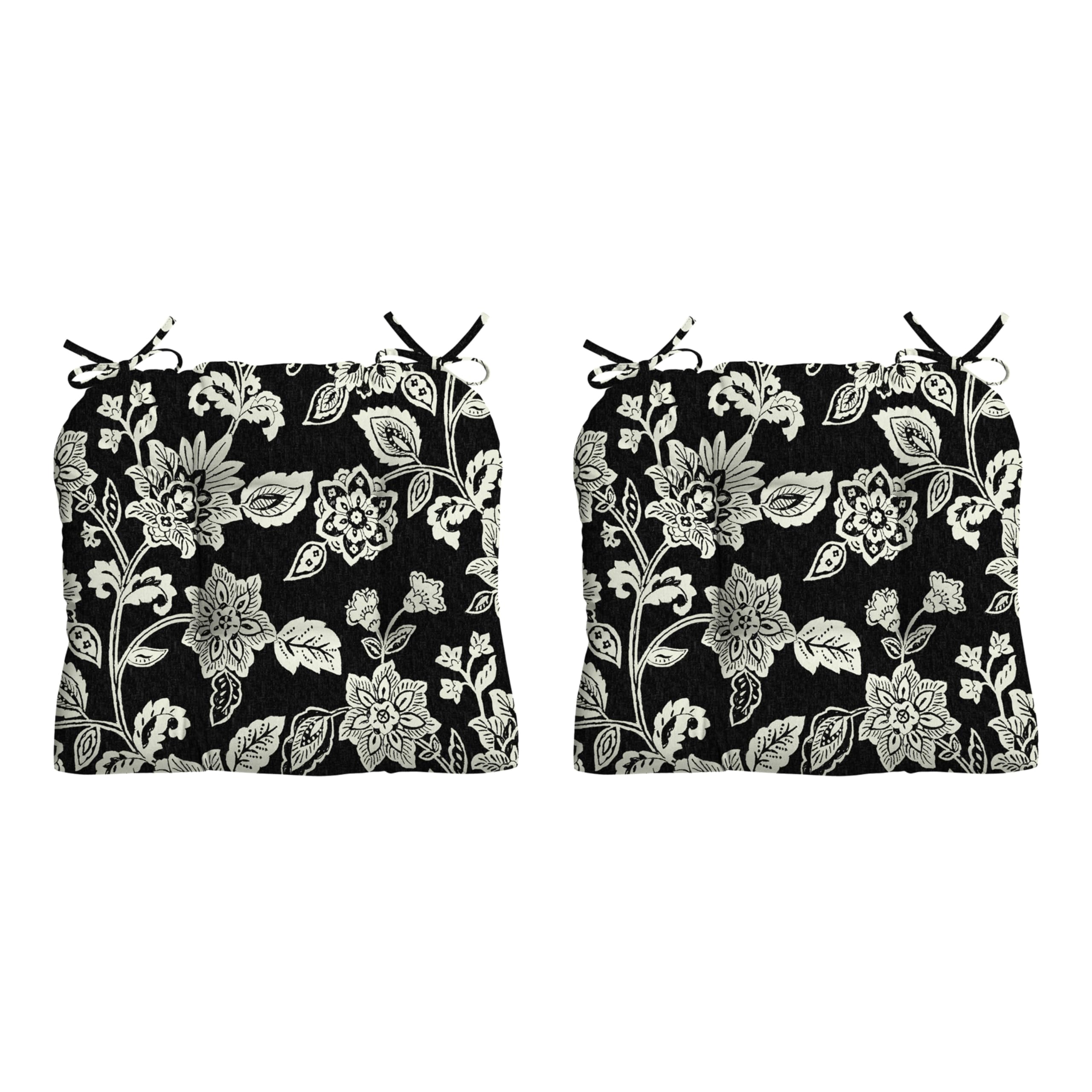 Arden Outdoor Tufted Wicker Chair Cushion, 2-Pack, 20x18, Black Jacobean