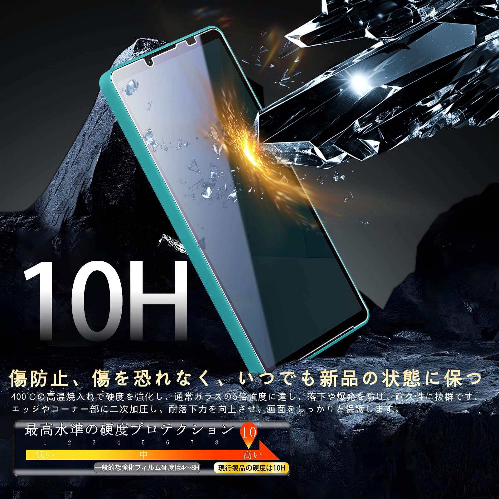 Amazon | 対応 Xperia 10 VII ガラスフイルム 覗き見防止 硬度10H 【2
