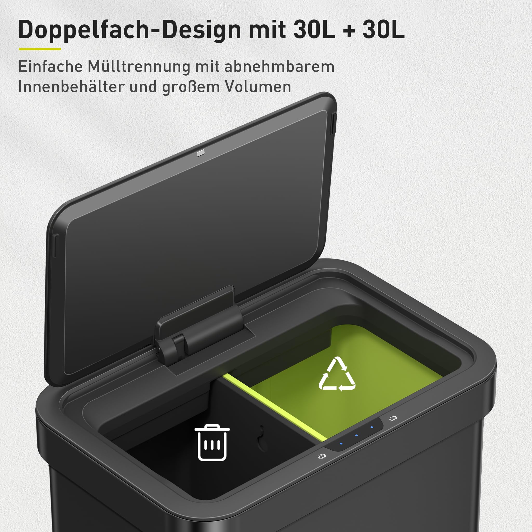 Eko Sensor Mülleimer 2 Fächer 30L – Bild 6