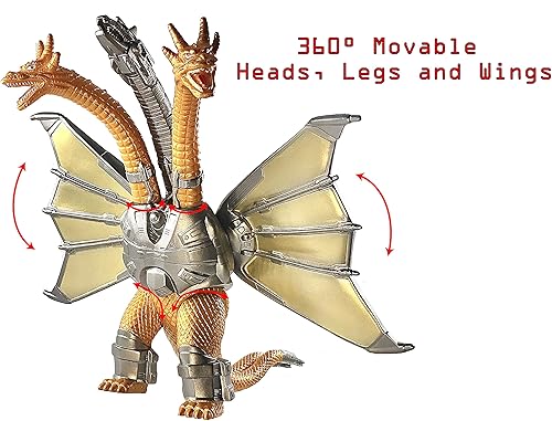 Miniatura 6 de TwCare Juego de 2 figuras de acción de juguete legendarias Shin Godzilla vs Mecha King Ghidorah, articulaciones movibles, serie de películas, vinilo