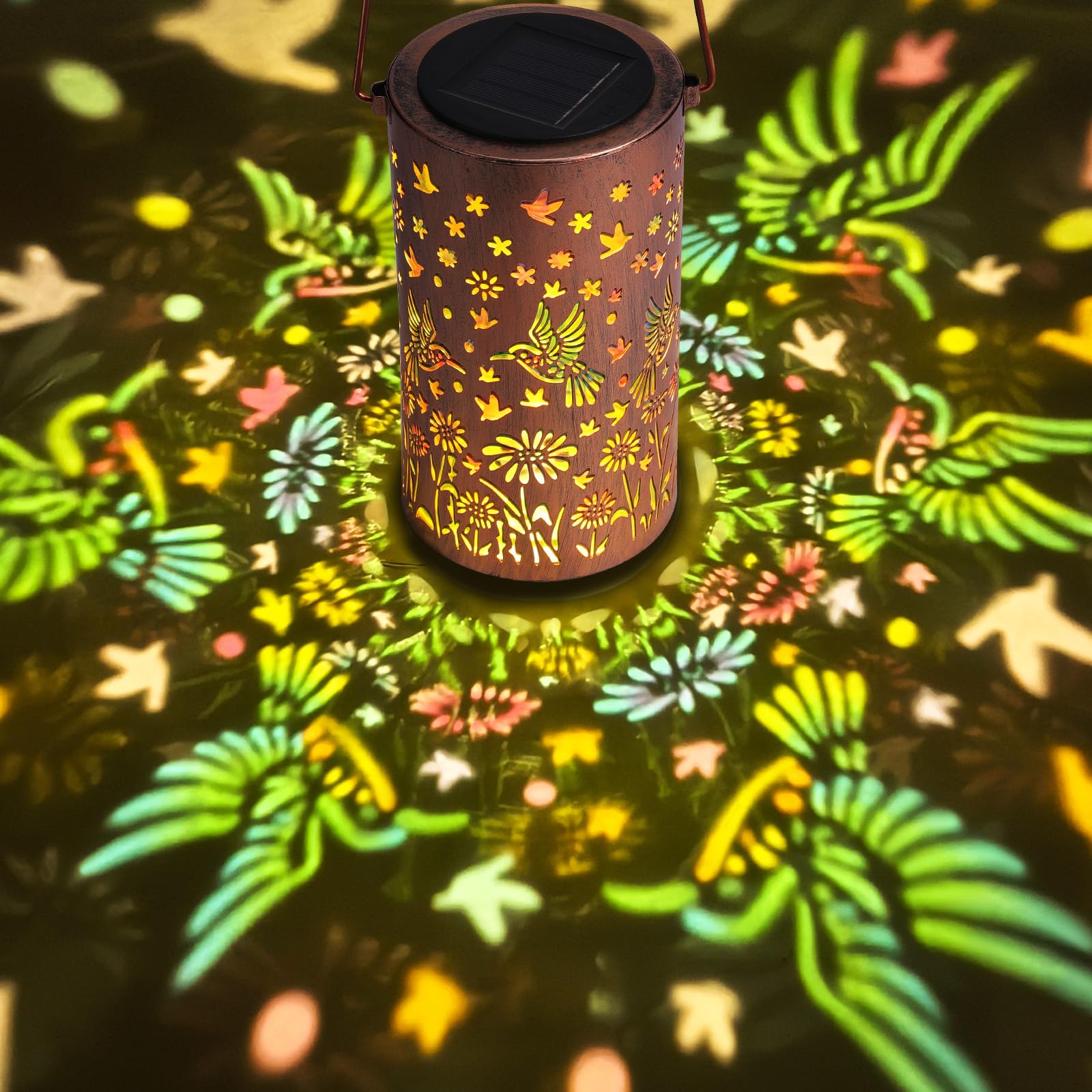 Bunte Solar Laternen im Freien wasserdichte Licht Kolibri Garten Dekor Geschenke für Frauen Mutter Oma hängende Solar Lichter Metall Dekoration draußen für Garten, Patio, Hinterhof, Veranda