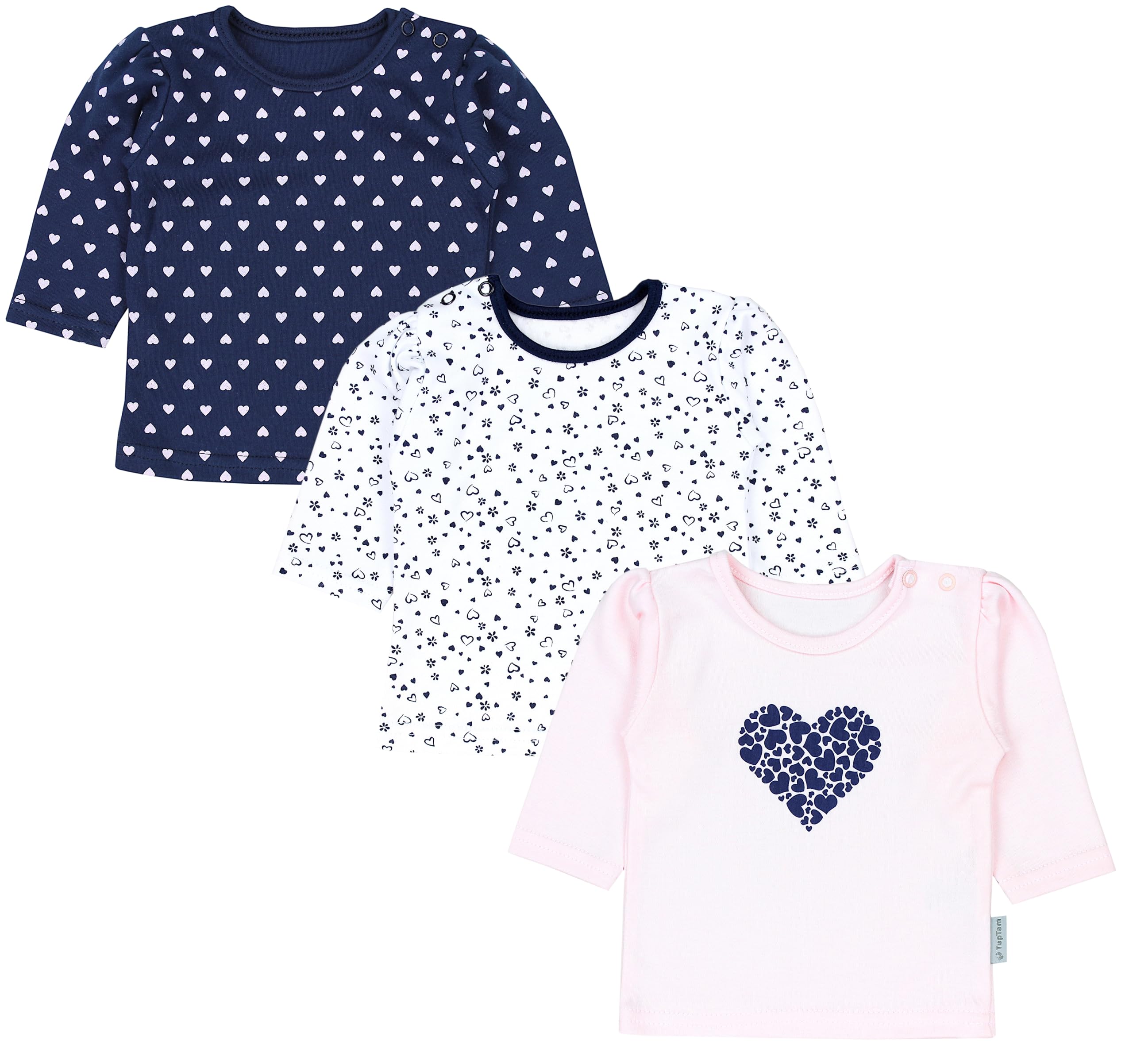 TupTam Blusas de bebé, Manga Larga con Estampado, Paquete de 3 uds.