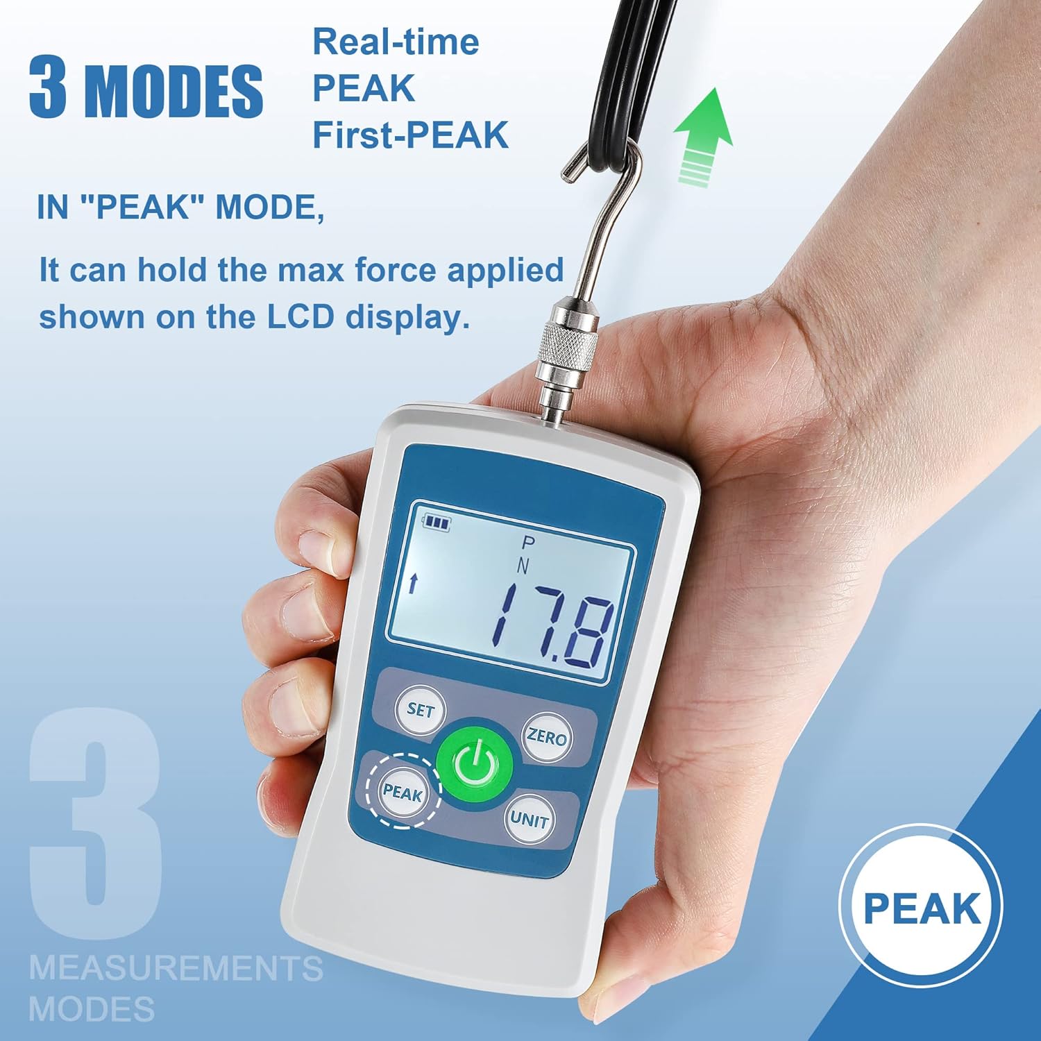 ZMF-500N Force Gauge PEAK mode display